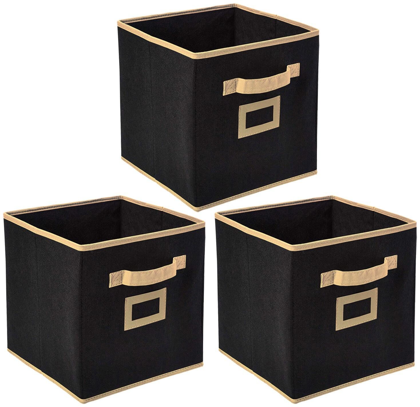 

Kuber Industries Non Woven 3 pcs Small Foldable Storage Organiser Cubes Boxes (Black) - CTHH16843