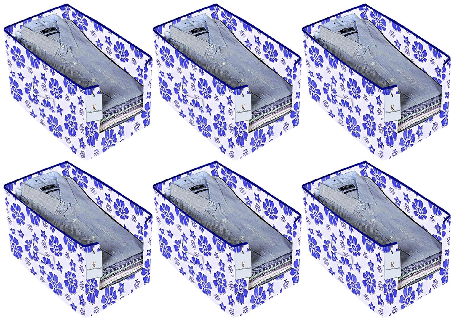 

Kuber Industries Flower Printed 6 pc Non Woven Shirt Stacker Wardrobe Organizer Set (Royal Blue) - CTHH16723