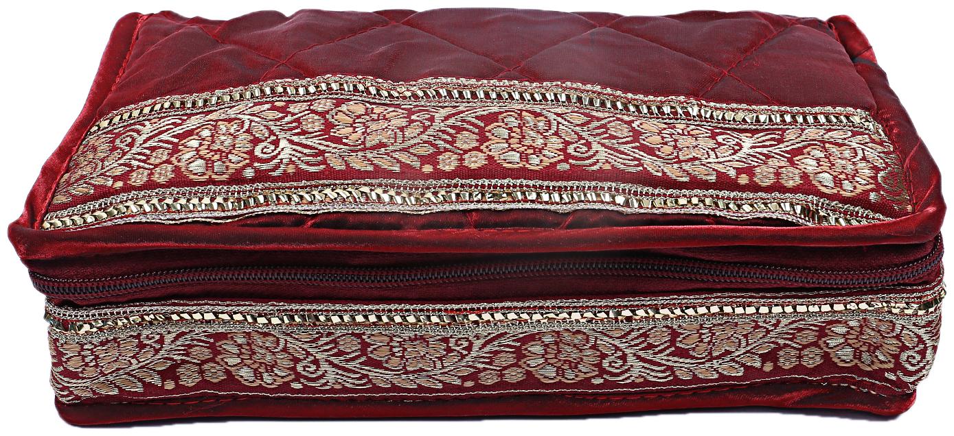 

Kuber Industries Satin Jewellery Kit (Maroon) - CTHH21416