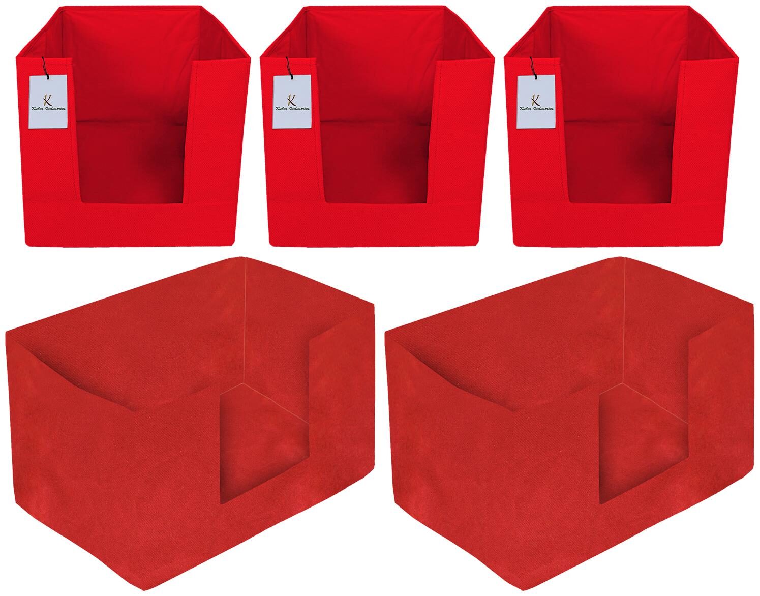 

Kuber Industries Non Woven 3 pc Shirt Stacker And 2 pc Foldable Rectangle Cloth Saree Stacker Cloth Wardrobe Organizer Wardrobe Organizer (Red) - CTHH17690