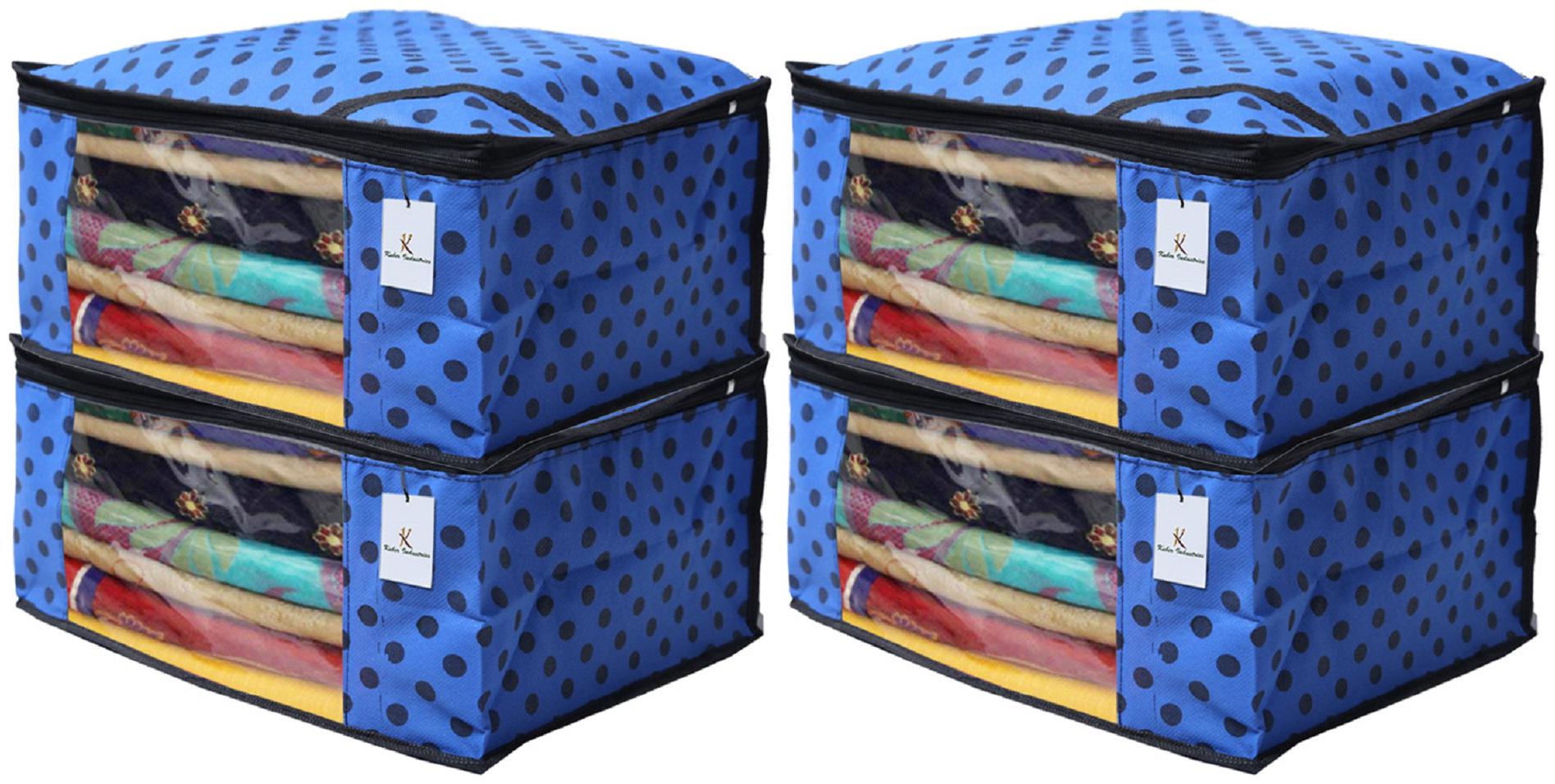 

Kuber Industries 4 pc Non Woven Saree Cover Set Royal Blue CTHH11698