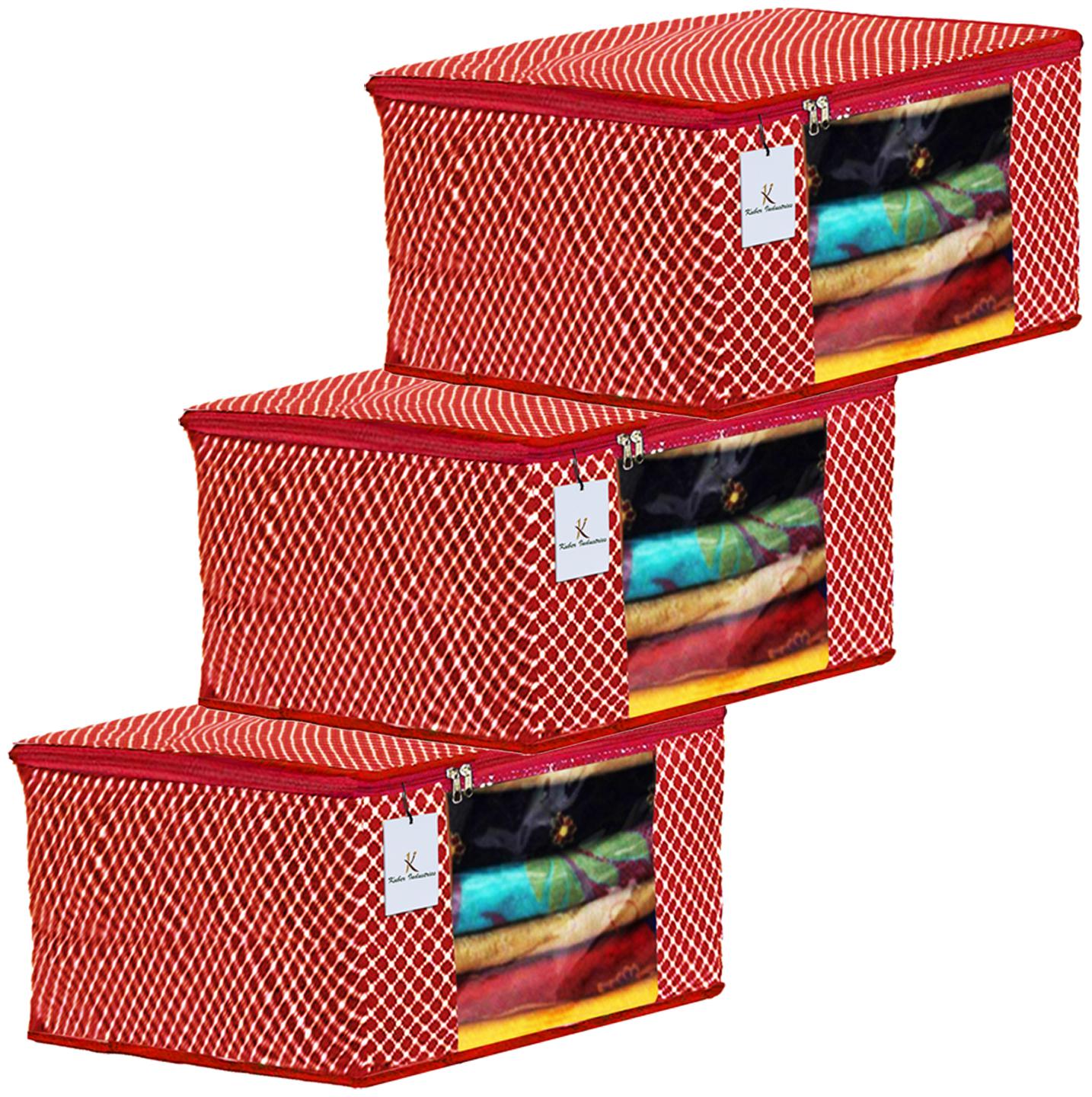 

Kuber Industries Polka Dots 3 pcs Cotton 3 Layered Quilted Saree Cover (Red) - CTHH14798