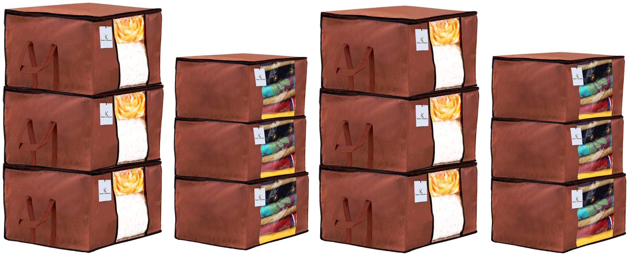 

Kuber Industries Non Woven 6 pcs Saree Cover And 6 pcs Underbed Storage Bag Cloth Organizer For Storage Blanket Cover Combo Set (Brown) - CTHH17891