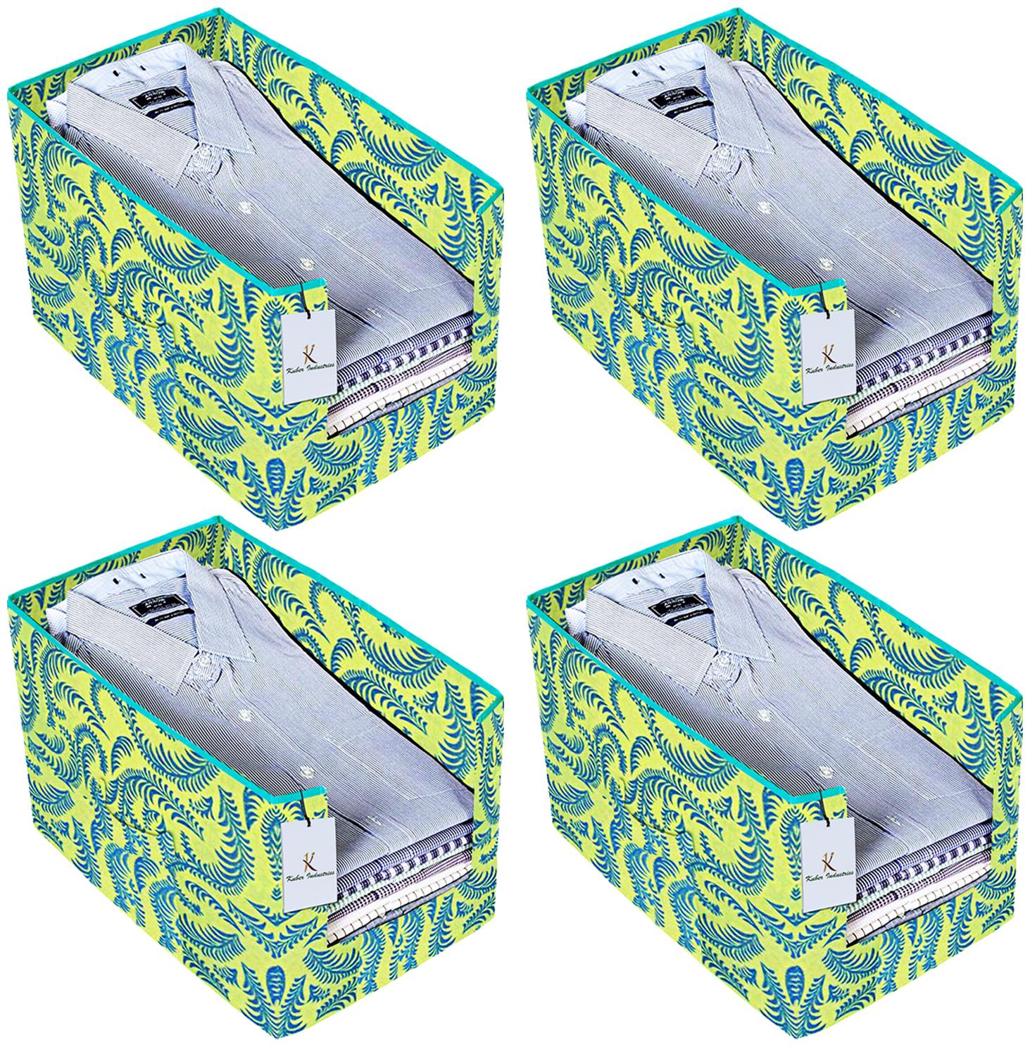 

Kuber Industries Metalic Printed 4 pc Non Woven Shirt Stacker Wardrobe Organizer Set (Green) - CTHH16574