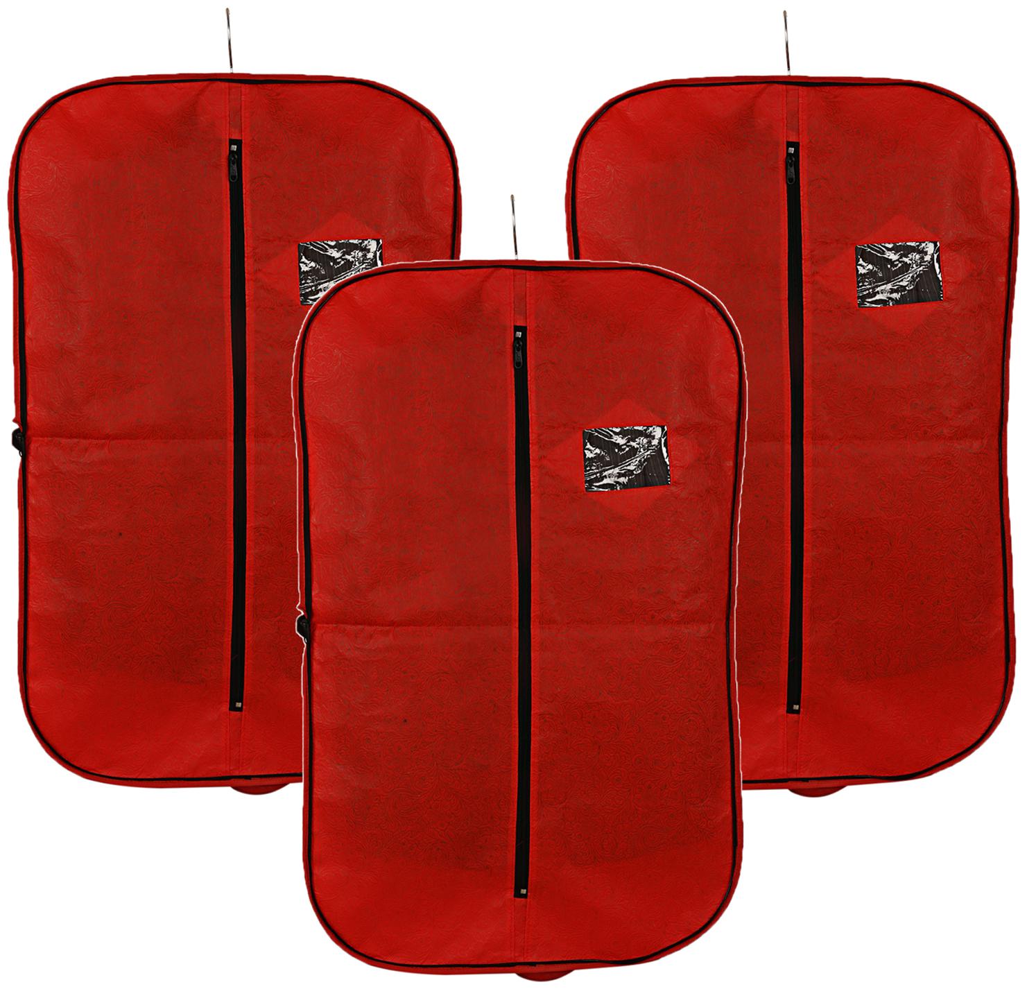 

Kuber Industries Non woven 3 pcs Foldable Men s Coat Blazer Cover (Red) - CTHH10808