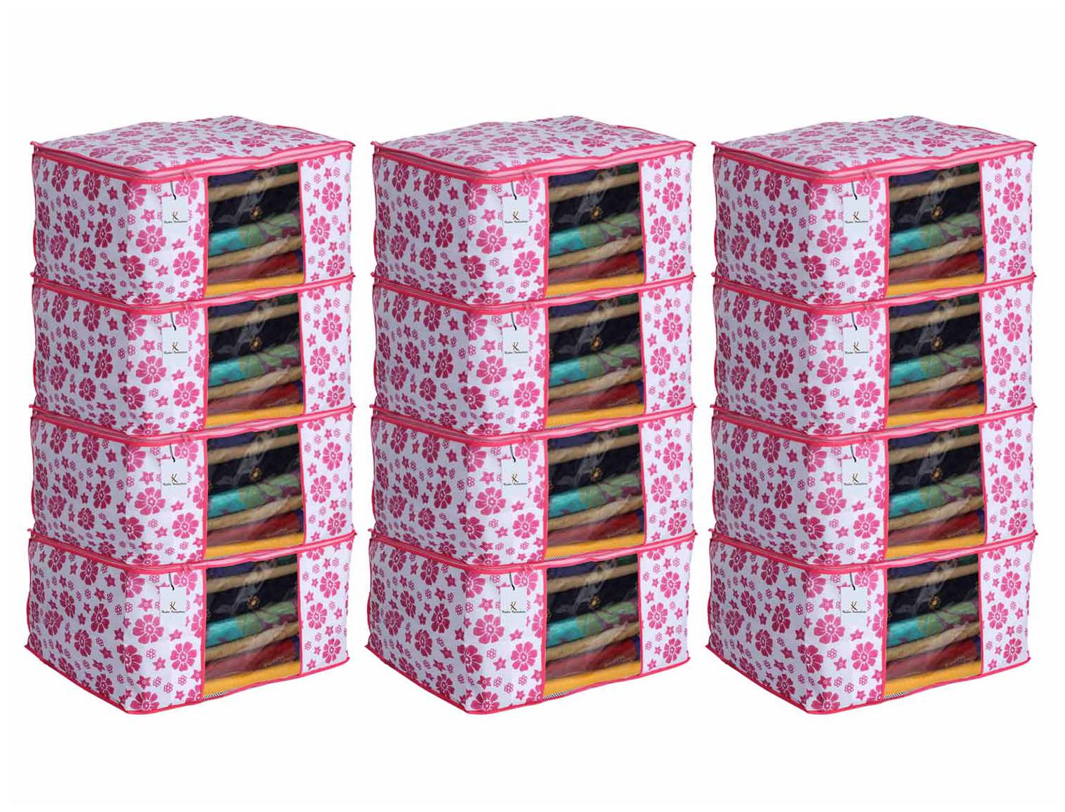 

Kuber Industries 12 pc Non Woven Saree Cover Set Pink Large Size CTHH11714