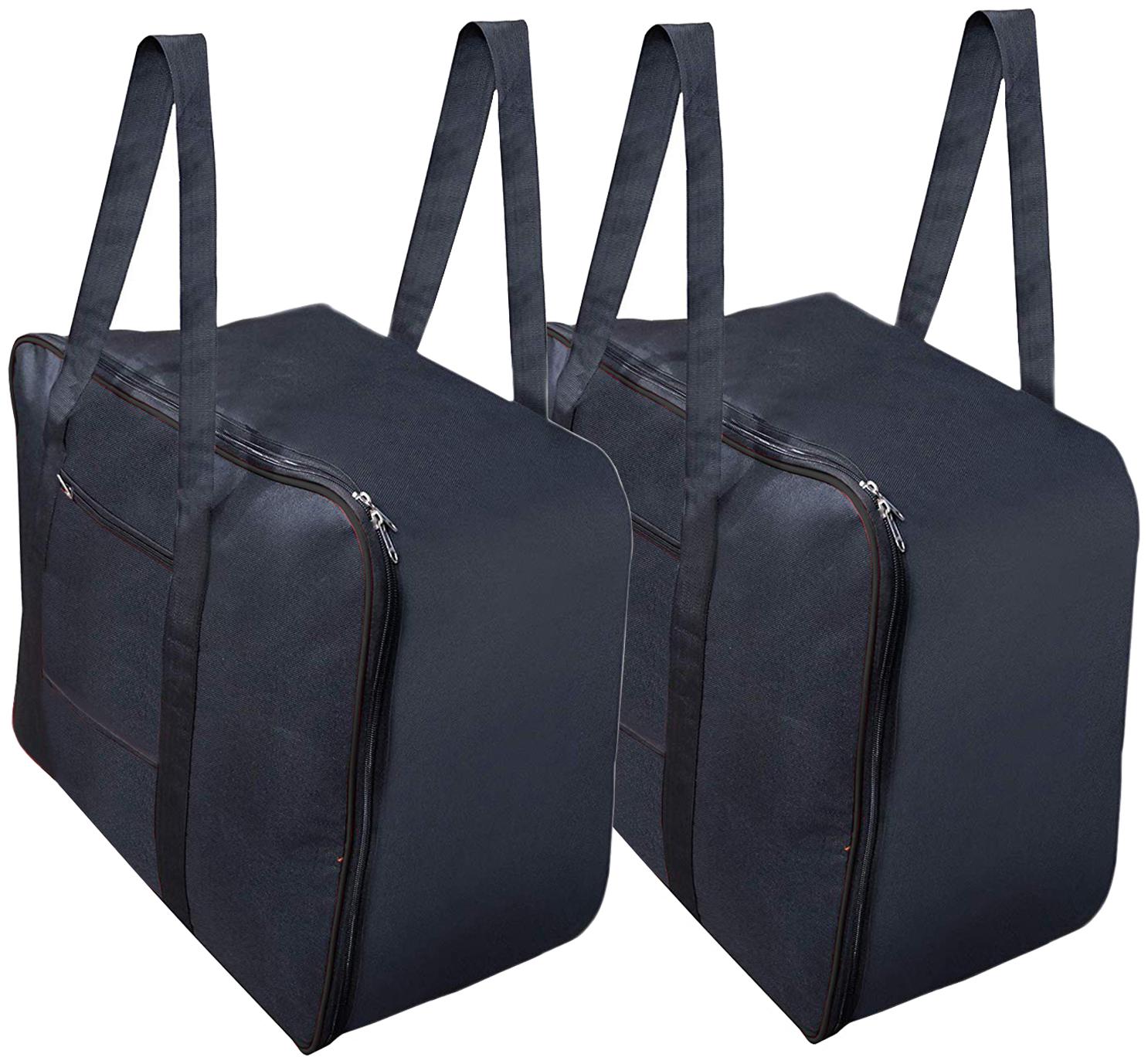 

Kuber Industries Rexine 2 Pcs Jumbo Underbed Moisture Proof Storage Bag with Zipper Closure and Handle (Black) - CTHH11393