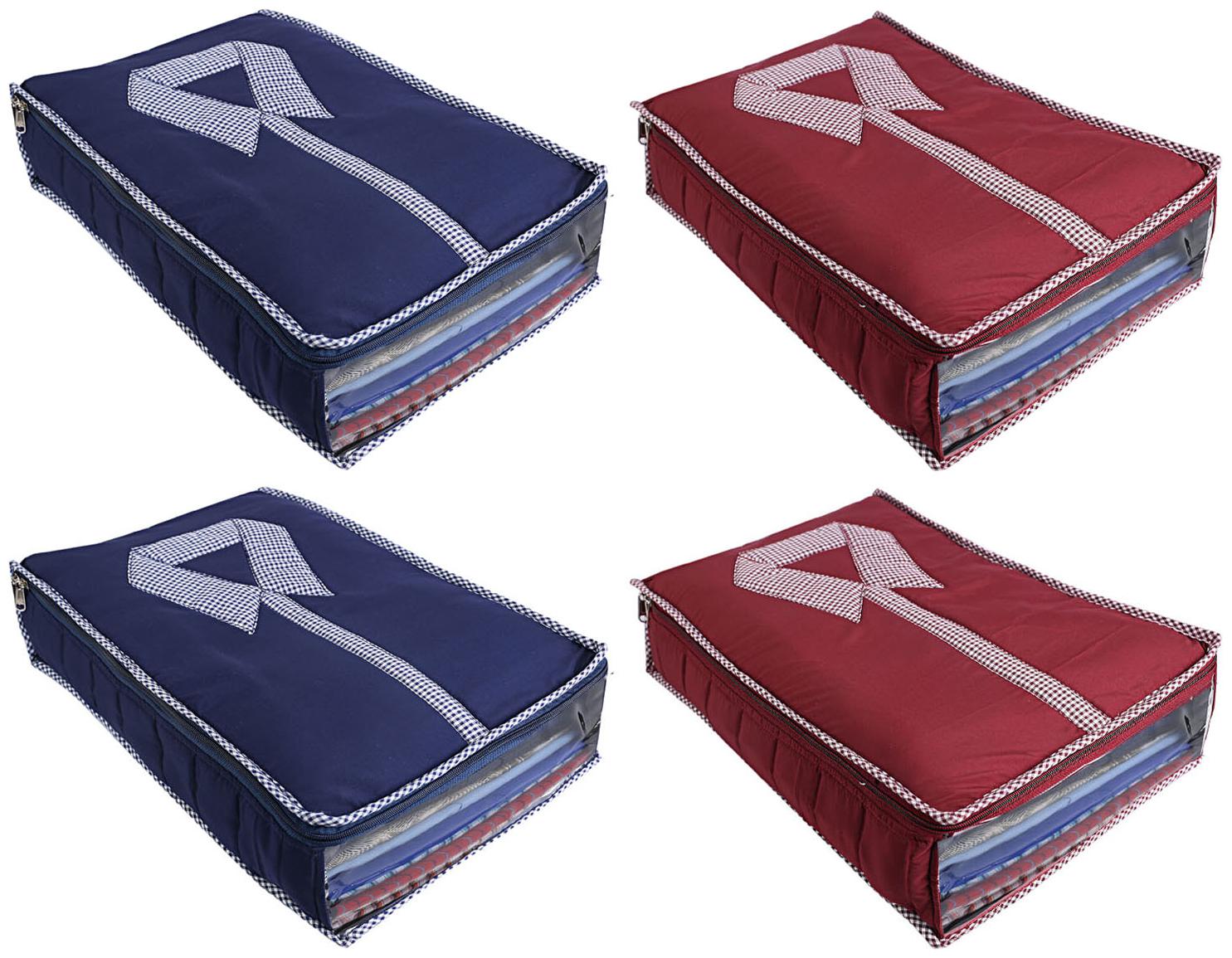 

Kuber Industries 4 pcs Cotton Shirt Cover (Blue Maroon) - CTHH18804