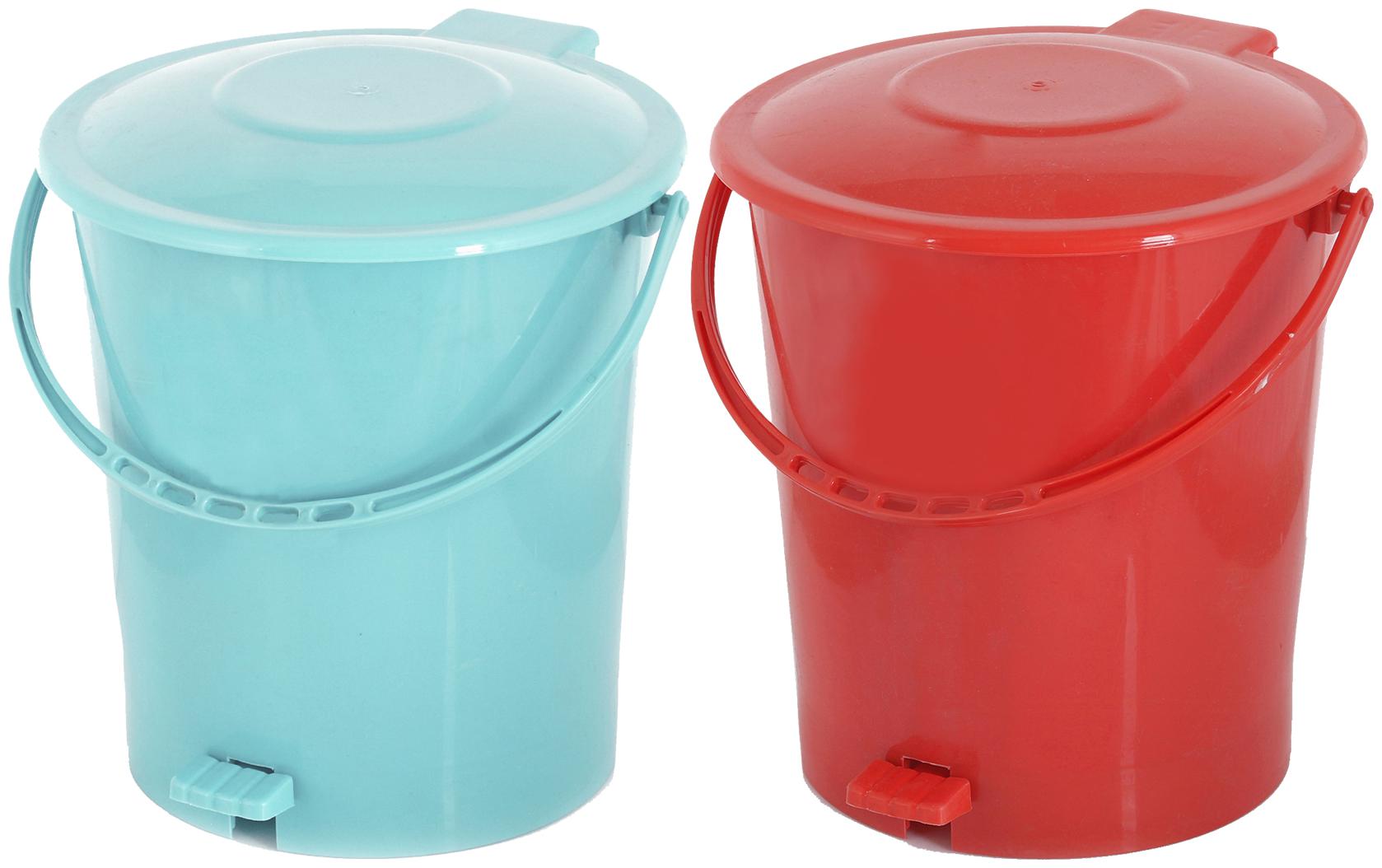 

Kuber Industries 2 pcs Plastic Dustbin Garbage Bin with Handle 10 L (Red Light Green) - CTHH16390