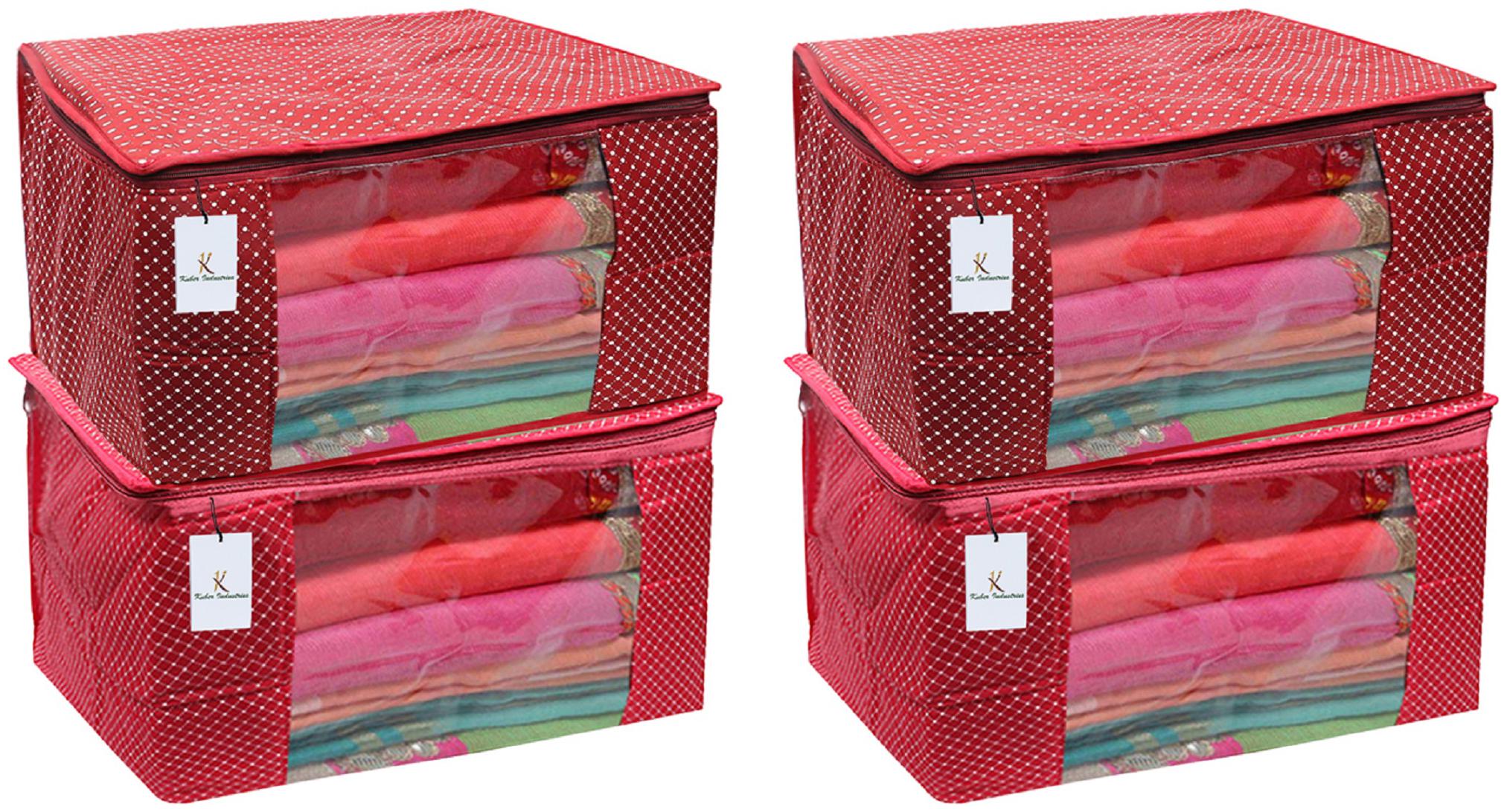 

Kuber Industries Cotton 4 Pieces Three Layer Quilted Extra Large Saree Cover (Maroon Blue Pink)- CTHH22070