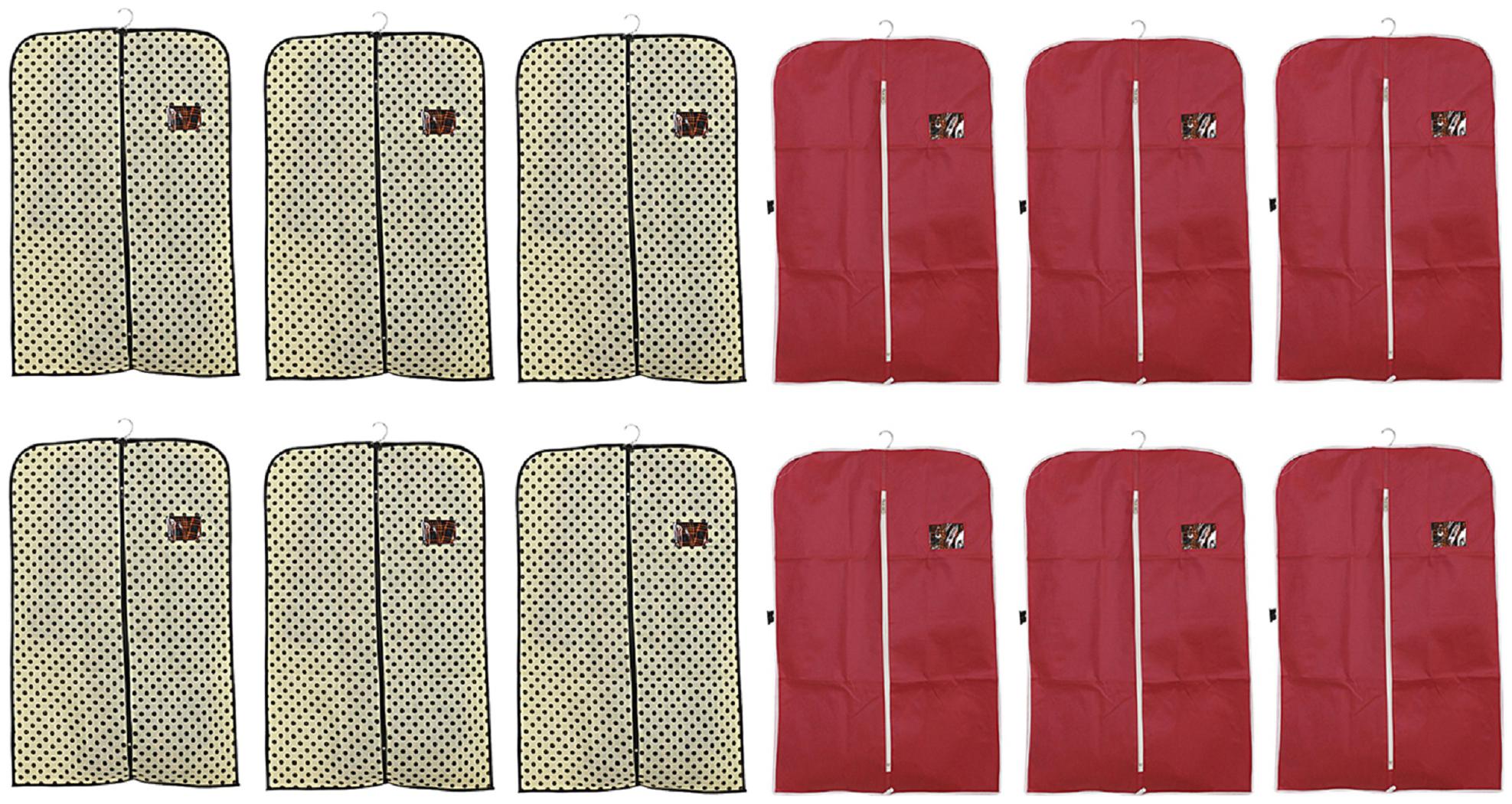 

Kuber Industries 12 pcs Non Woven Coat Blazer Cover (Maroon Cream) CTHH10166