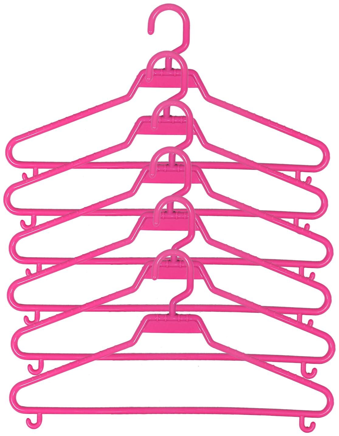

Kuber Industries Plastic 6 pcs Hanger Set for wardrobe (Dark Pink) CTHH19494
