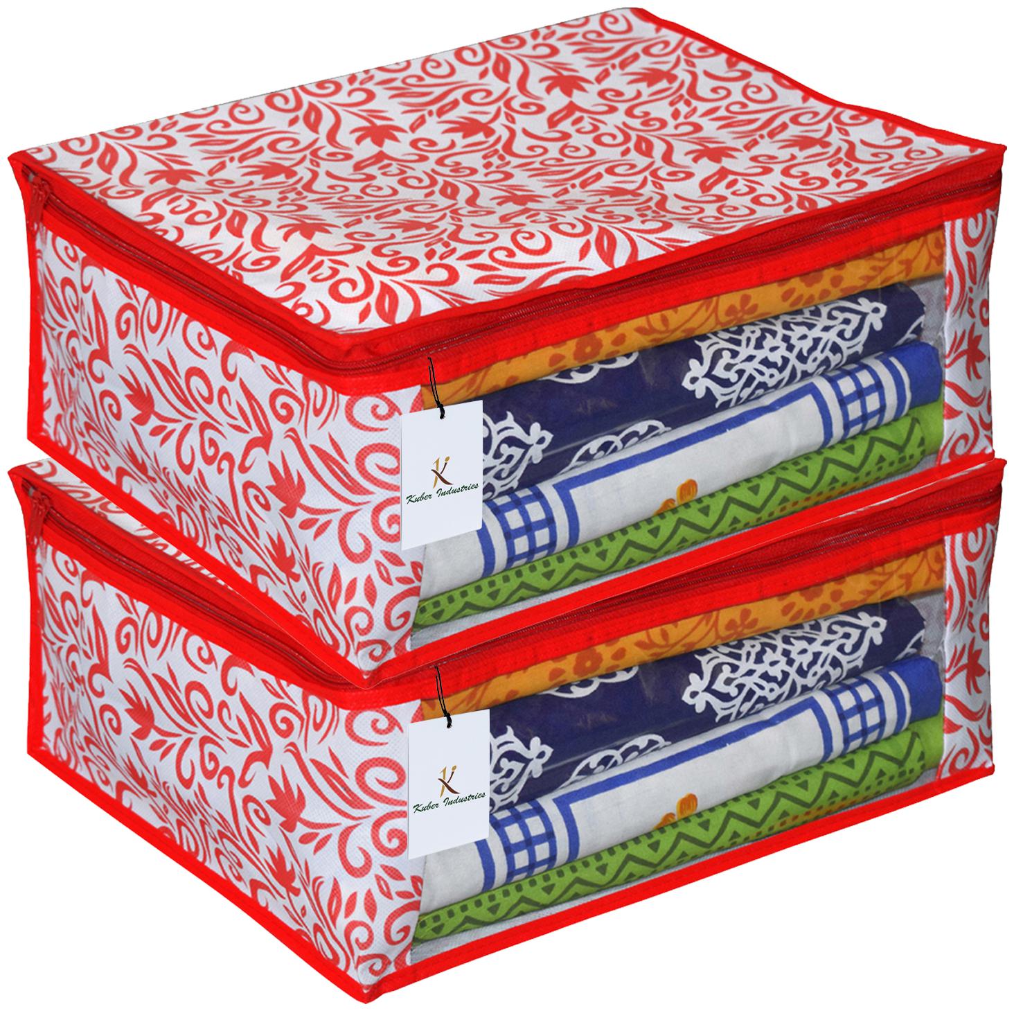 

Kuber Industries 2 pcs Non-Woven Saree Cover (Red)- CTHH11545