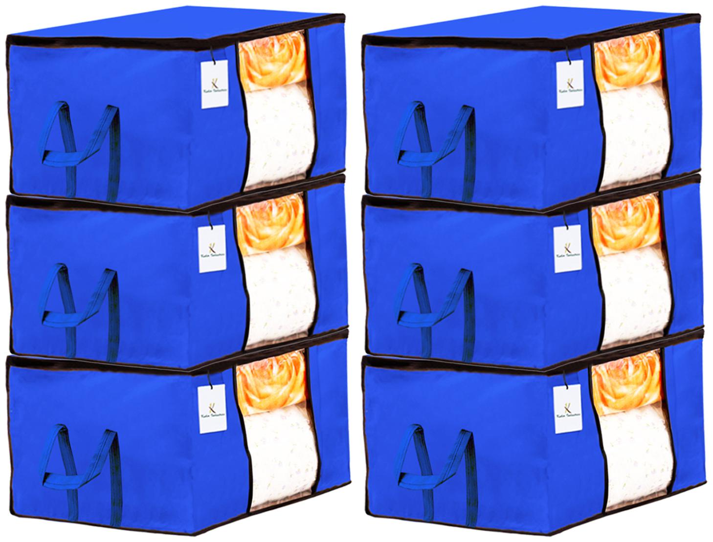 

Kuber Industries Underbed Storage Bag Storage Organiser Blanket Cover Set of 6 - Royal Blue Extra Large Size CTHH14259