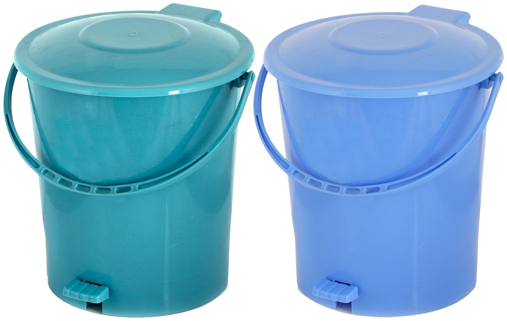 

Kuber Industries 2 pcs Plastic Dustbin Garbage Bin with Handle 10 L (Blue Green) - CTHH16384