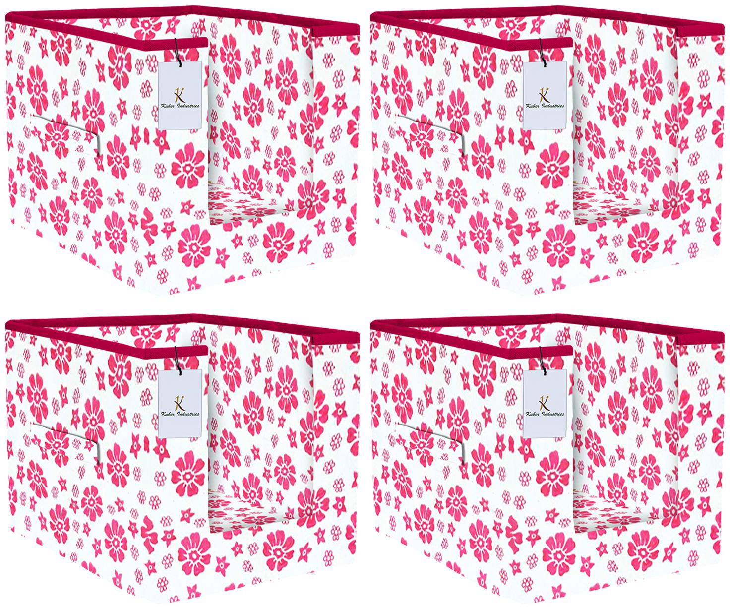

Kuber Industries Flower Printed 4 pc Non Woven Shirt Stacker Wardrobe Organizer Set (Pink) - CTHH16707