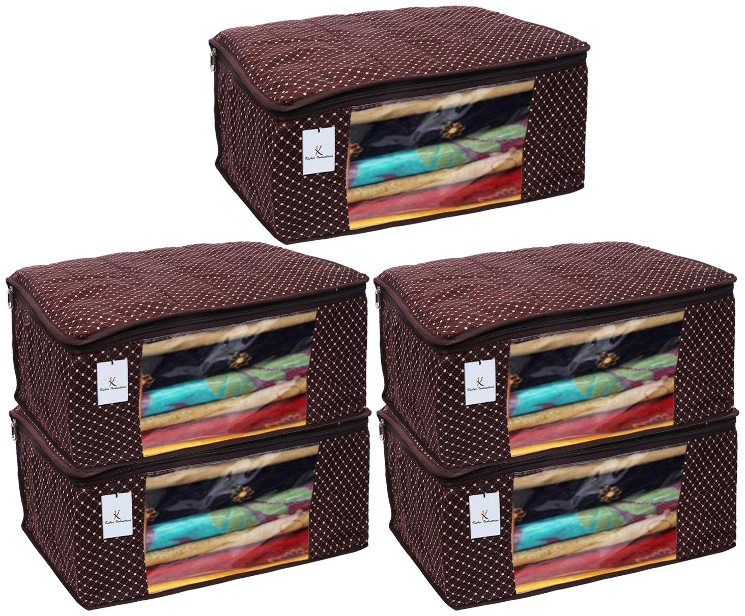 

Kuber Industries Polka Dots 5 Piece Cotton 3 Layered Quilted Saree Cover Brown- CTHH22301