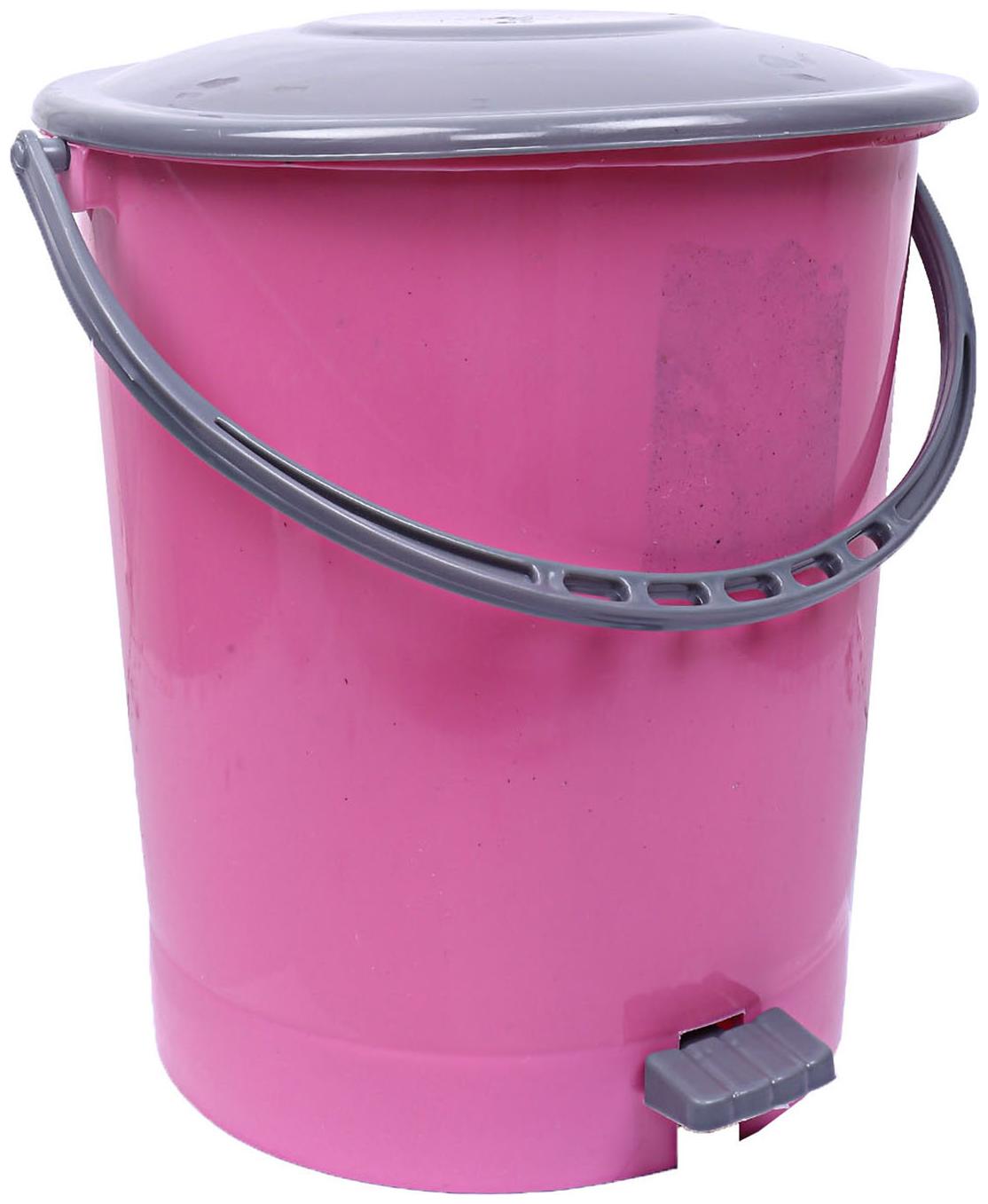 

Kuber Industries Plastic Dustbin Garbage Bin with Handle 10 L(Pink Grey) - CTHH13384