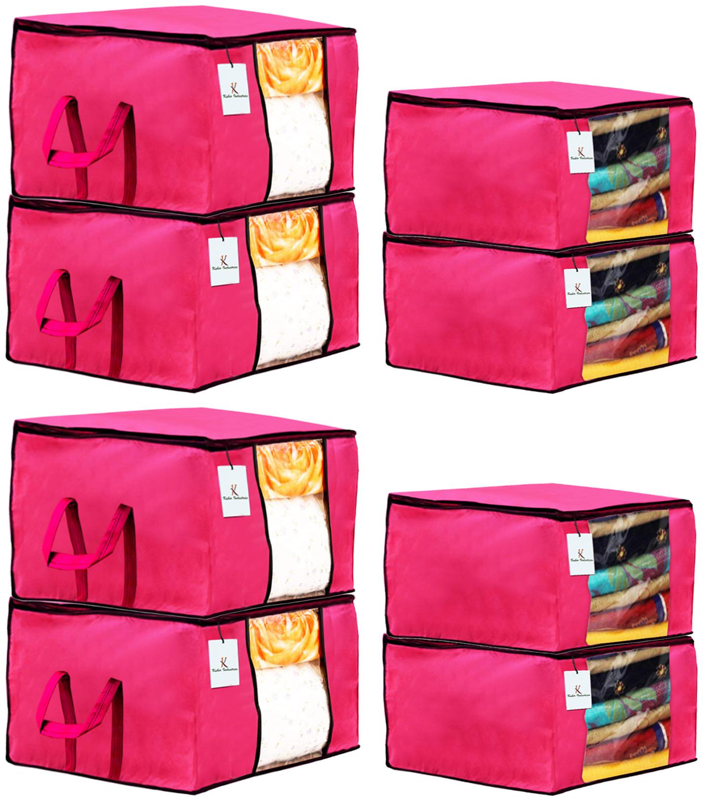 

Kuber Industries Non Woven 4 pcs Saree Cover And 4 pcs Underbed Storage Bag Cloth Organizer For Storage Blanket Cover Combo Set (Pink) - CTHH17864