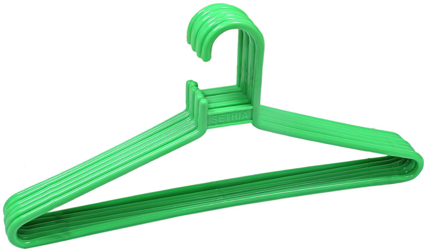 

Kuber Industries Plastic 6 pcs Hanger Set for wardrobe (Green) CTHH10955
