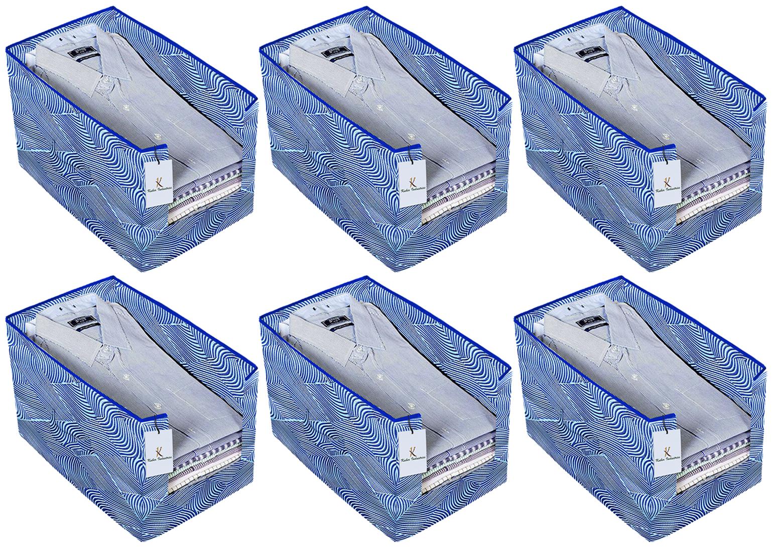 

Kuber Industries Laheriya Printed 6 pc Non Woven Shirt Stacker Wardrobe Organizer Set (Blue)- CTHH16817