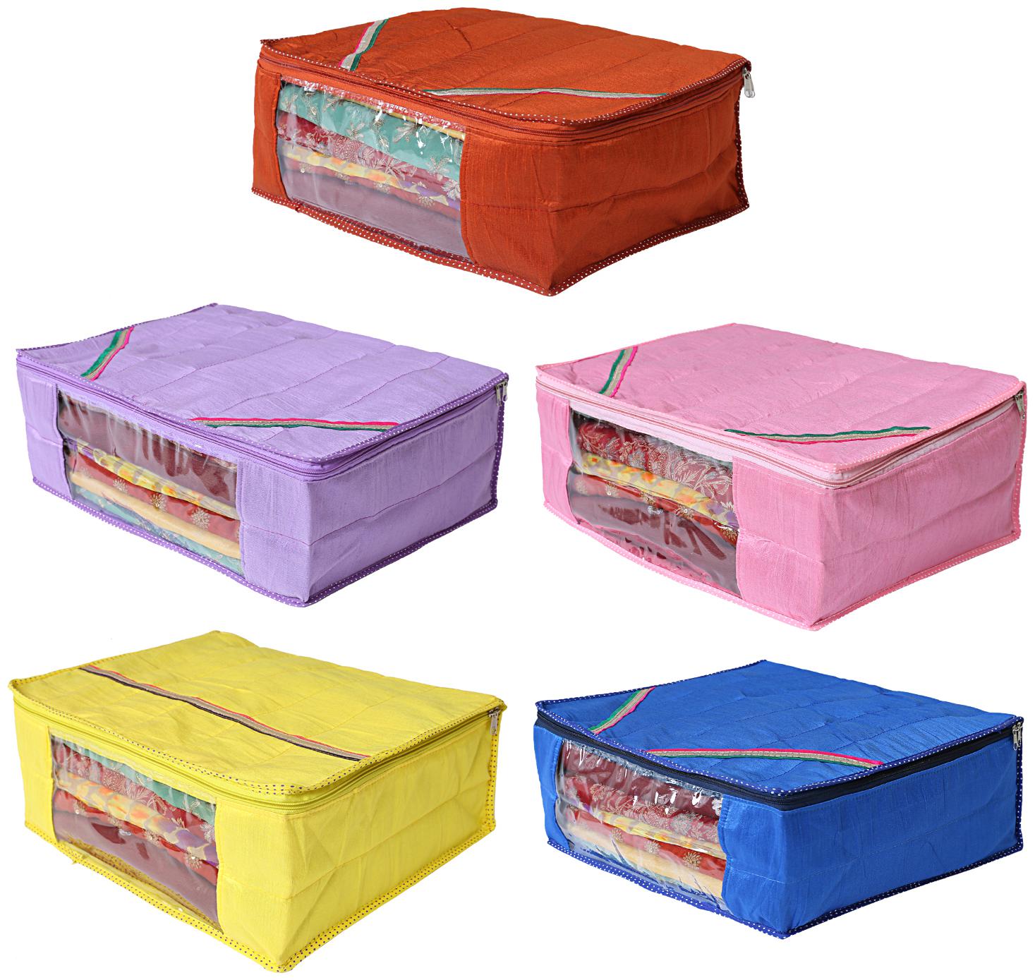 

Kuber Industries 5 pcs Raw Silk Saree Cover Wardrobe Organizer (Multi)- CTHH19234