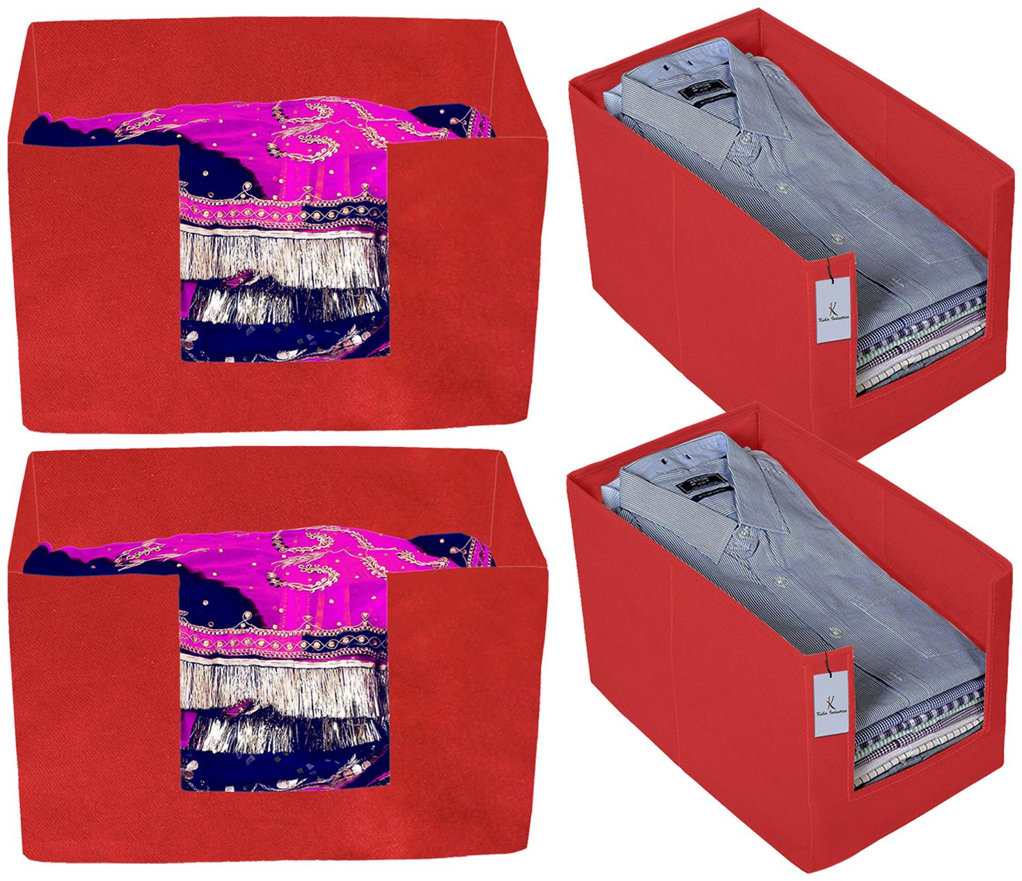 

Kuber Industries Non Woven 2 pc Shirt Stacker And 2 pc Foldable Rectangle Cloth Saree Stacker Cloth Wardrobe Organizer Wardrobe Organizer (Red) - CTHH17683