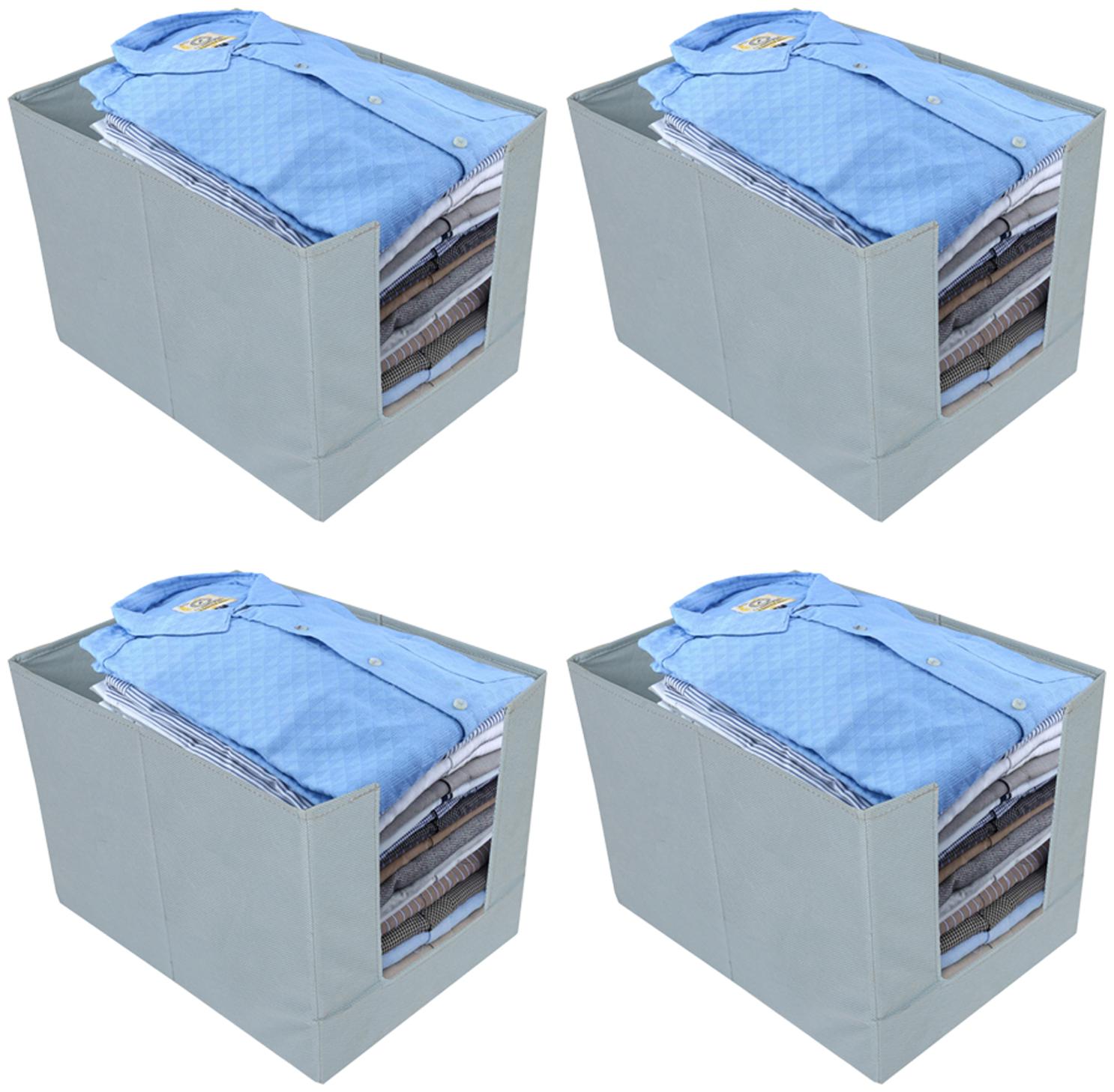 

Kuber Industries Non-Woven 4 Pieces Shirt Stacker Wardrobe Organizer (Grey)- CTHH12773