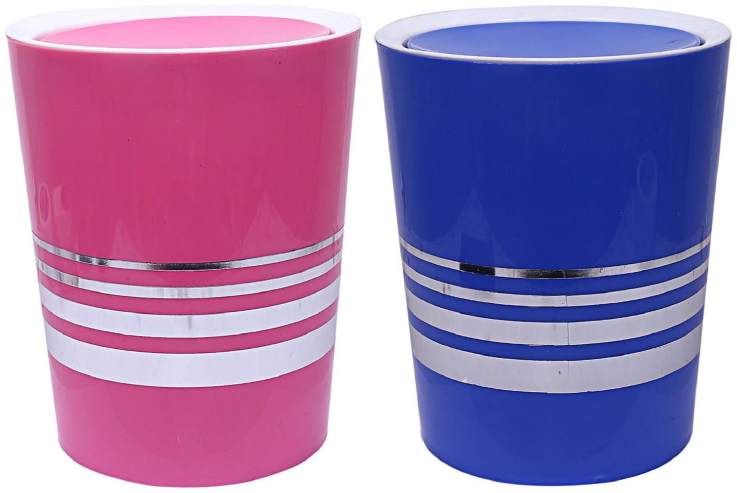 

Kuber Industries Plastic 2 pcs Swing Lid Garbage Waste Dustbin 5 L (Pink Blue) - CTHH13423