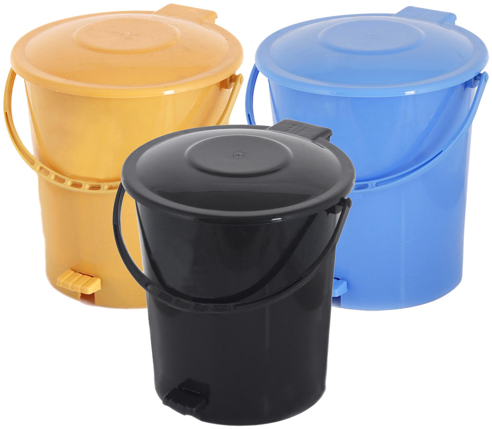 

Kuber Industries 3 pcs Plastic Dustbin Garbage Bin with Handle 10 L (Yellow Blue Black) - CTHH16392