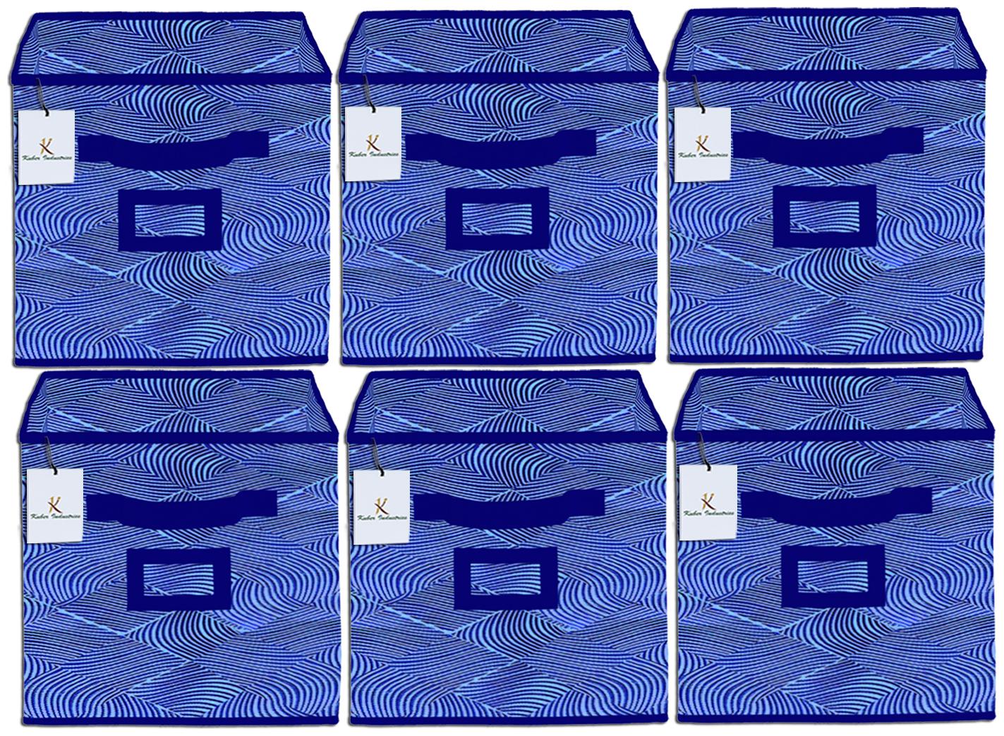 

Kuber Industries Laheriya Design Non Woven 6 pcs Small Foldable Storage Organiser Cubes Boxes (Blue) - CTHH17108