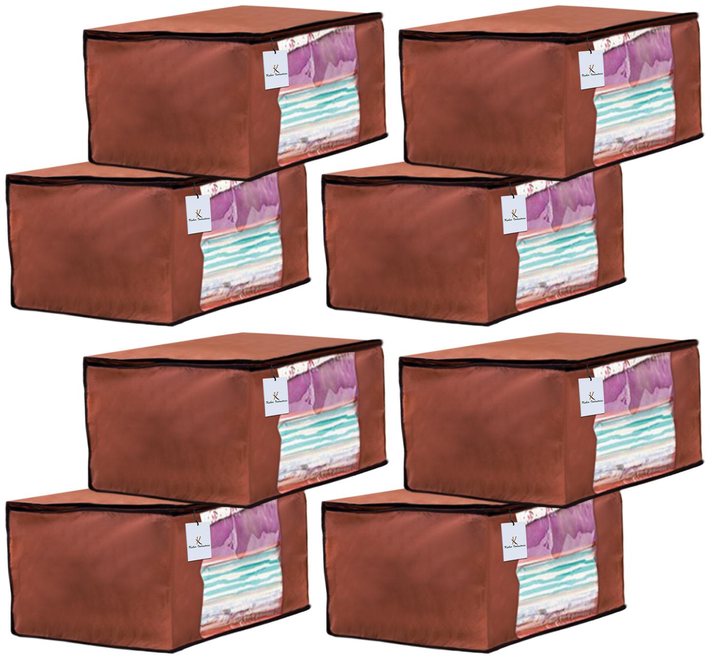 

Kuber Industries 8 Piece Non Woven Fabric Saree Cover Set with Transparent Window Extra Large Dark Brown CTHH14073