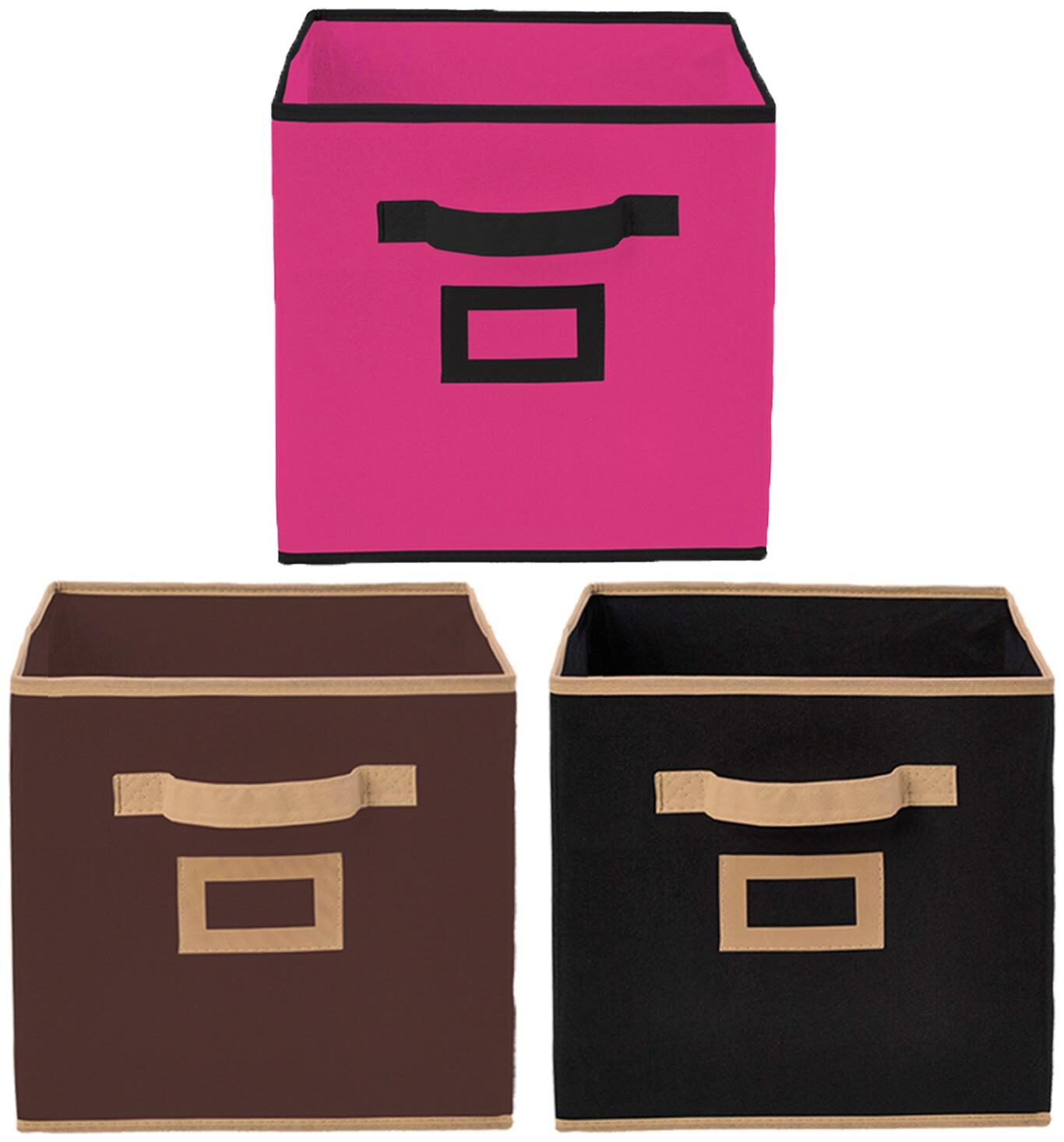 

Kuber Industries Non Woven 3 pcs Large Foldable Storage Organiser Cubes Boxes (Black Coffee Pink) - CTHH16982