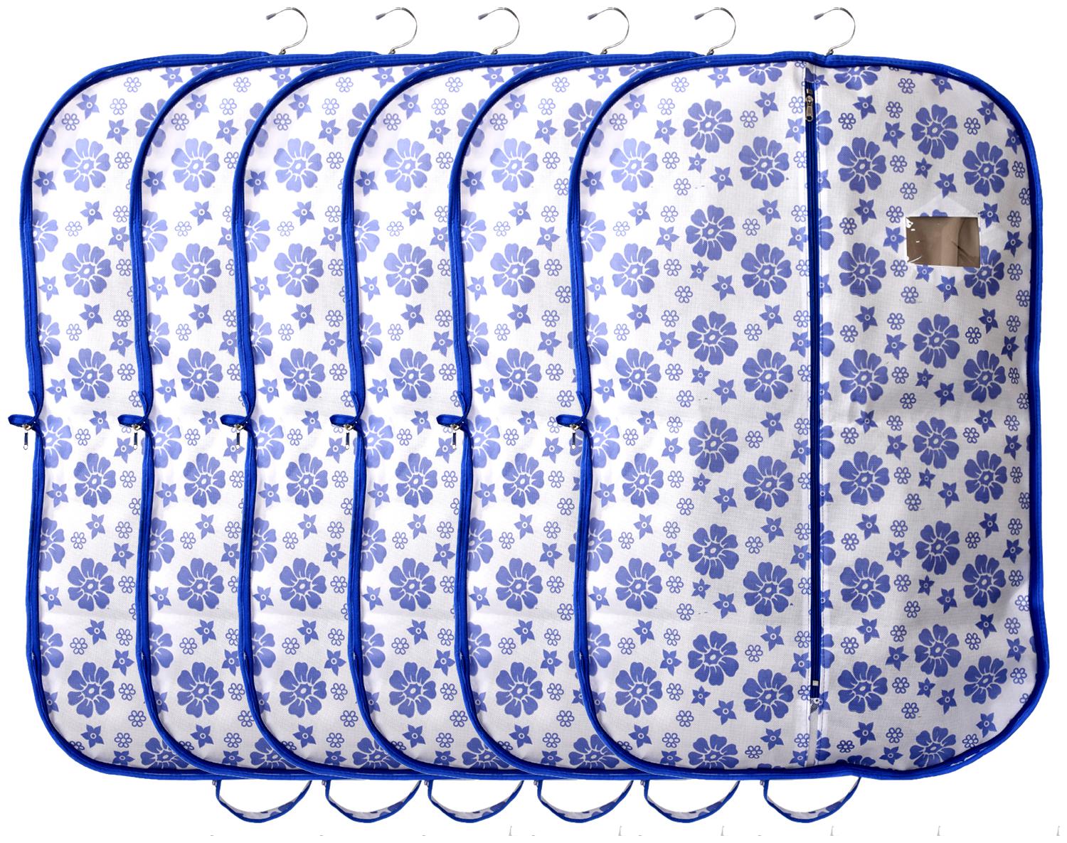 

Kuber Industries Flower Printed 6 pcs Foldable Non Woven Men s Coat Blazer Cover (Blue) - CTHH16005