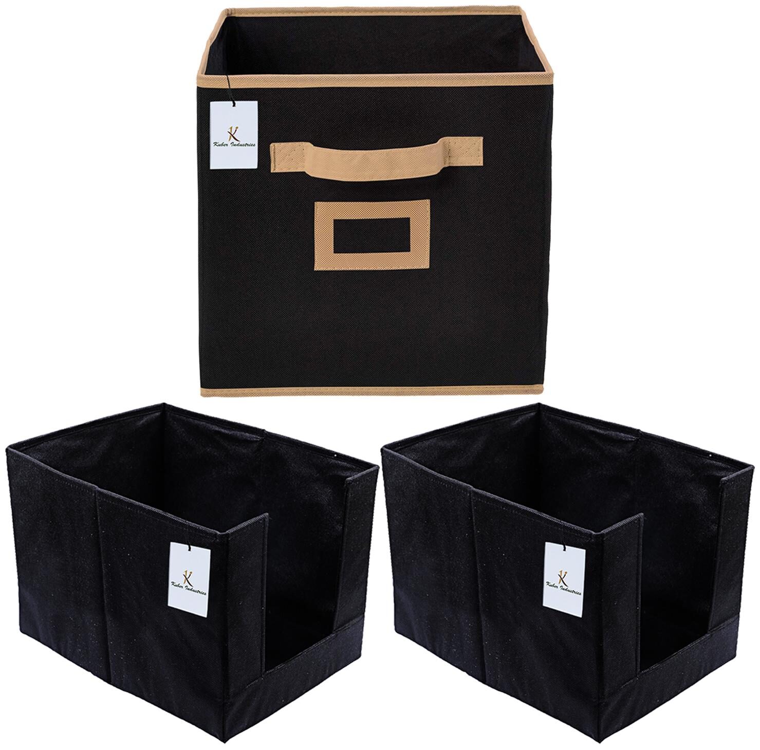 

Kuber Industries Non Woven 2 pc Shirt Stacker Wardrobe Organizer And 1 pc Large Foldable Storage Organiser Cubes Boxes (Black) - CTHH17762