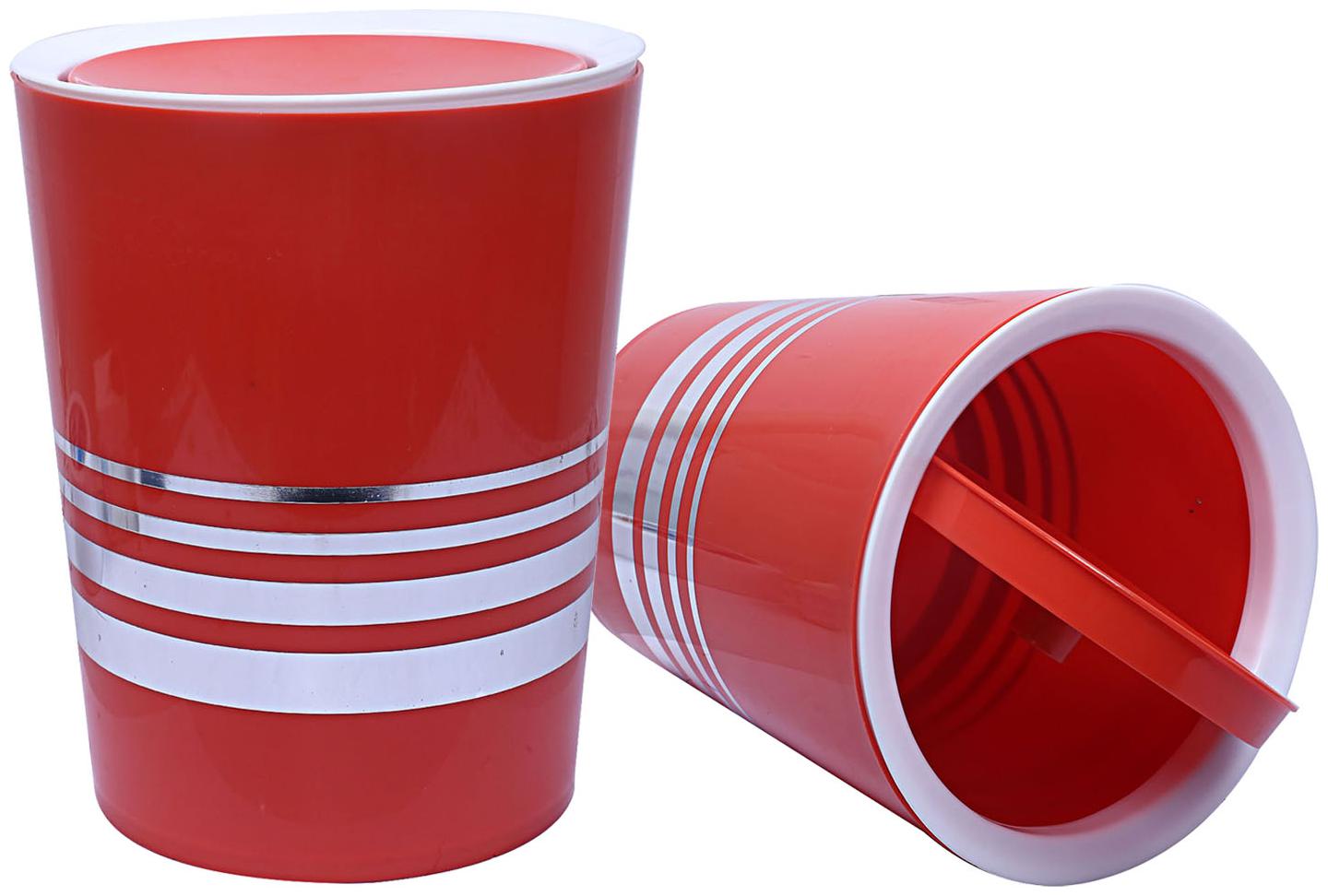 

Kuber Industries Plastic 2 pcs Swing Lid Garbage Waste Dustbin 5 L (Red) - CTHH13414