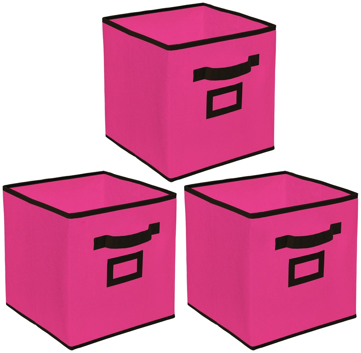 

Kuber Industries Non Woven 3 pcs Small Foldable Storage Organiser Cubes Boxes (Pink) - CTHH16863