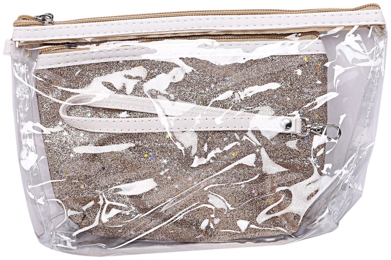 

Kuber Industries 2 Piece Waterproof Toiletries Make Up Pouch Organizer Travel Pouch Set Gold - CTHH13325