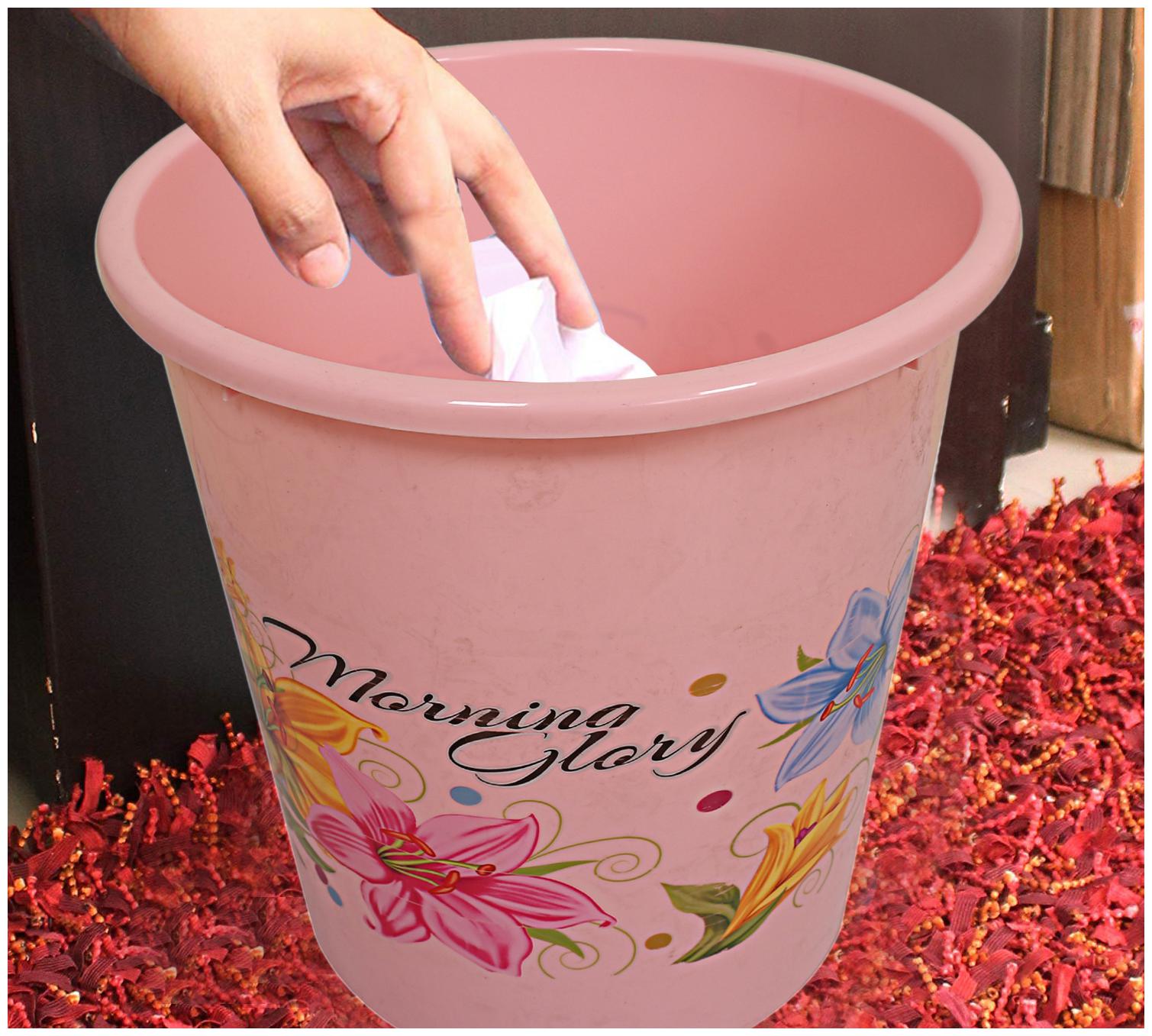 

Kuber Industries Virgin Plastic Floral 10 L Dustbin Garbage Bin (Pink)- CTHH10429