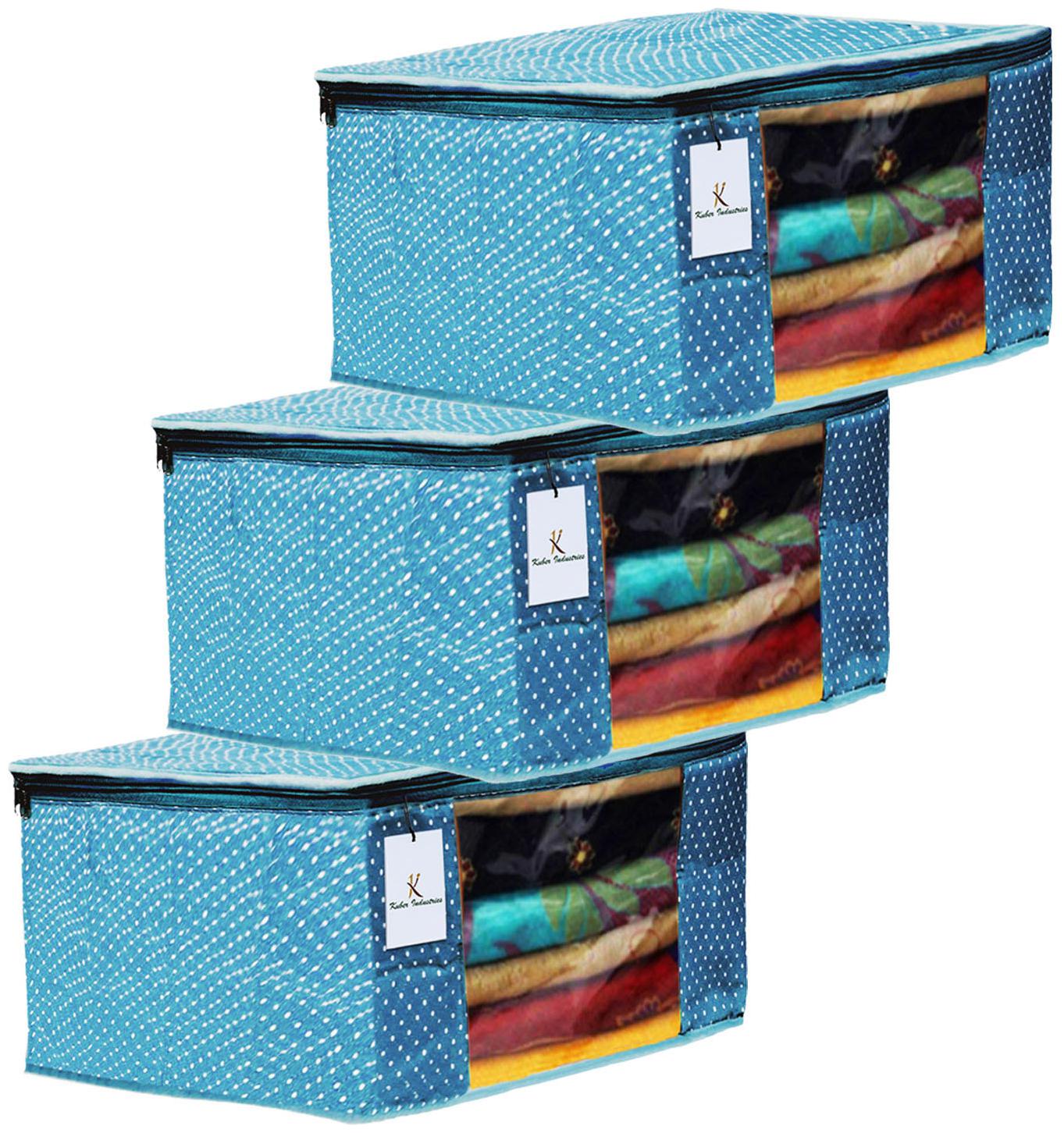 

Kuber Industries Polka Dots 3 pcs Cotton 3 Layered Quilted Saree Cover (Sky Blue) - CTHH14818