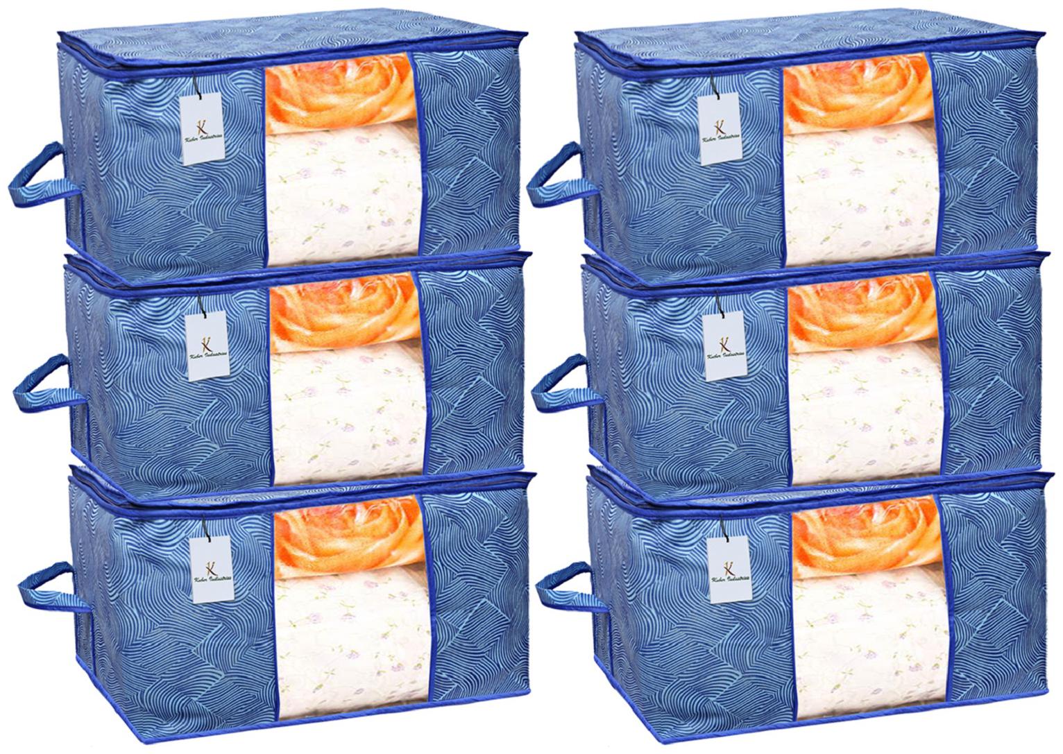 

Kuber Industries Leheriya Design Underbed Storage Bag Storage Organiser Blanket Cover Set of 6 - Royal Blue Extra Large Size - CTHH11978