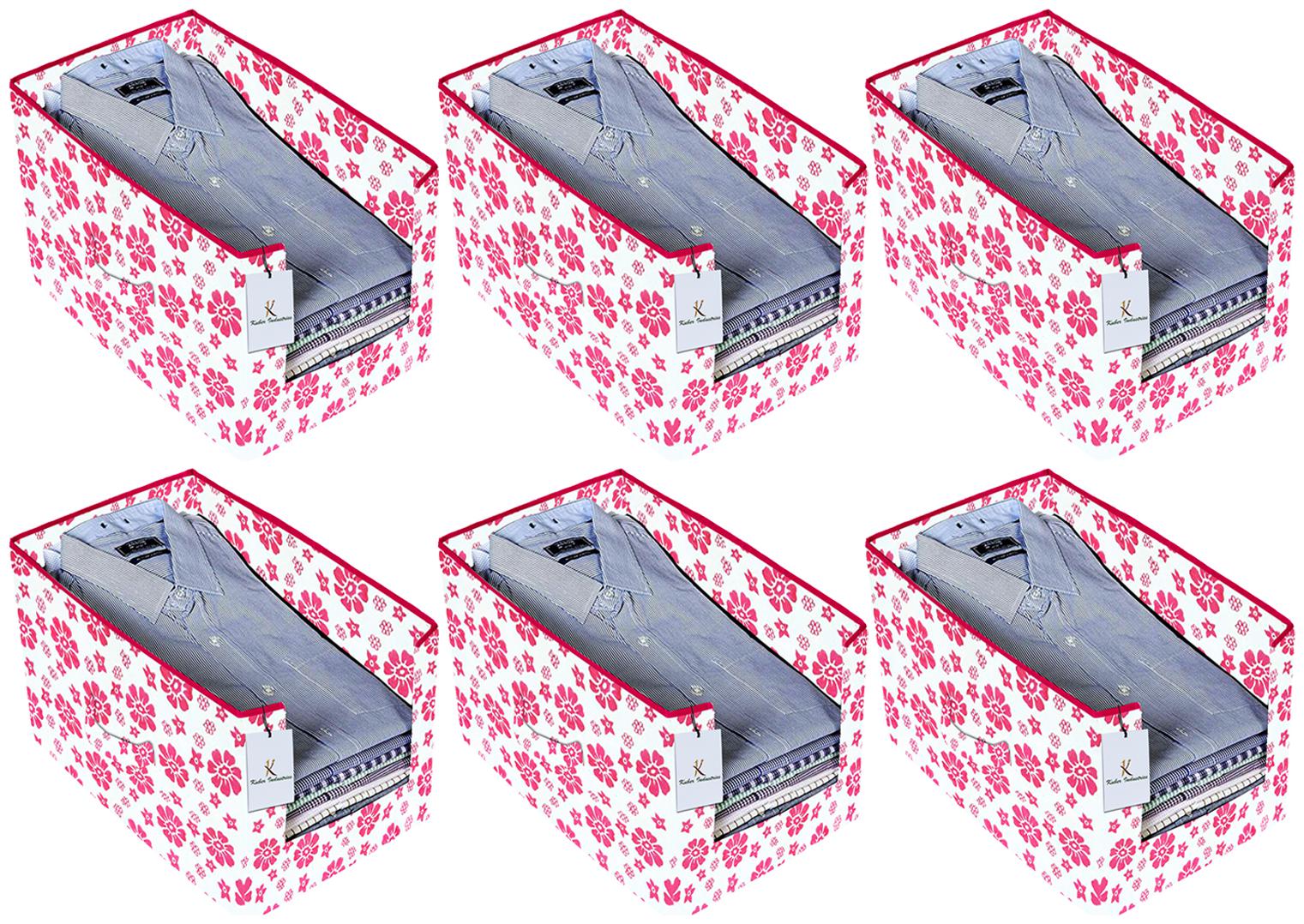 

Kuber Industries Flower Printed 6 pc Non Woven Shirt Stacker Wardrobe Organizer Set (Pink) - CTHH16703