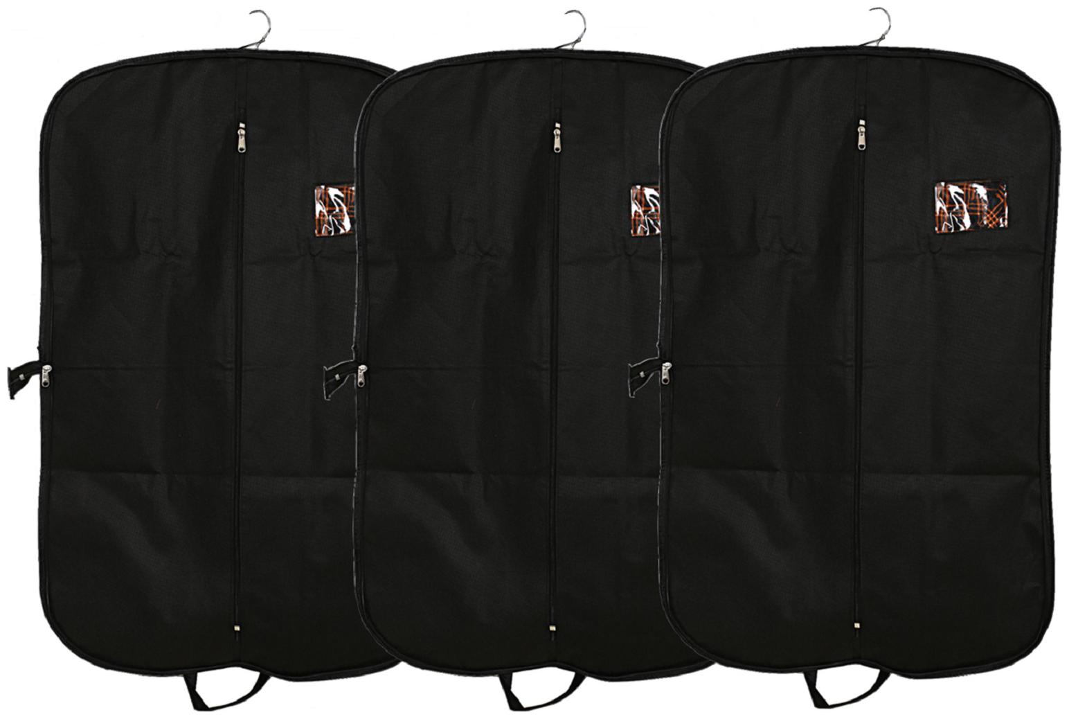 

Kuber Industries 3 pcs Foldable Non Woven Coat Blazer Cover (Black) CTHH10073