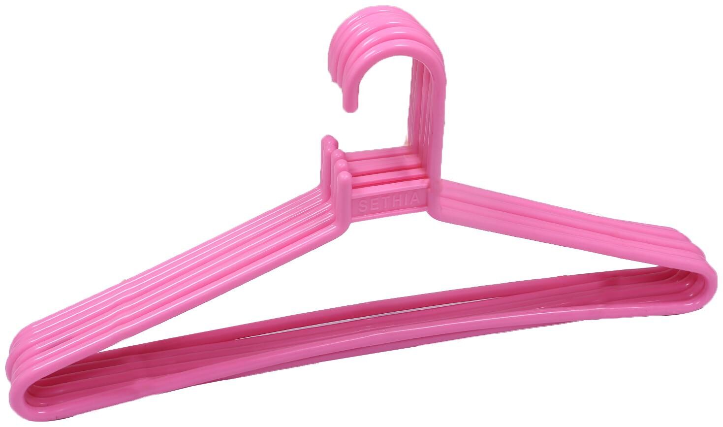 

Kuber Industries Plastic 6 pcs Hanger Set for wardrobe (Pink) CTHH10961