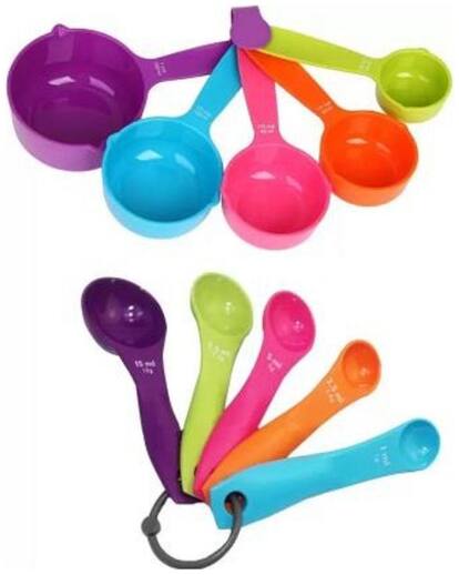 Kudos Combo Baking Measurement Measuring Cups 5 pcs & Spoons 5 pcs Set Of Each Big & Small (Multi-Colour)