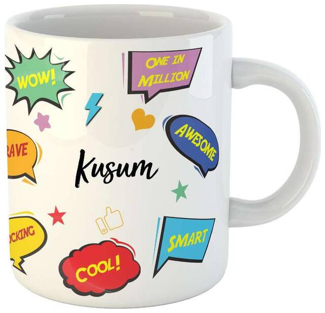 Kusum Name Printed Ceramic Coffee Mug. Best Gift For Birthday by Impresion