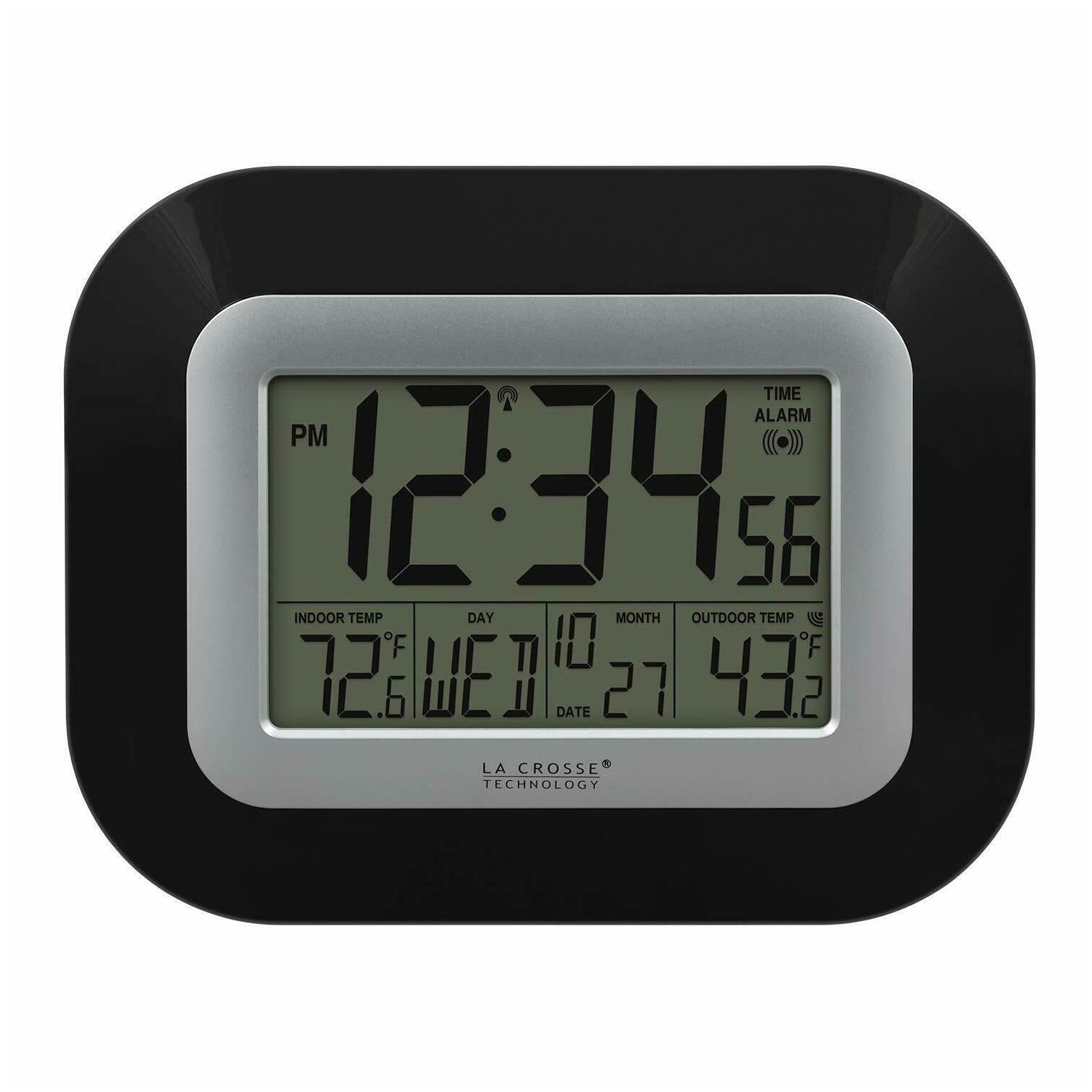 

La Crosse Technology Atomic Digital Wall Clock Indoor and Outdoor Temperature
