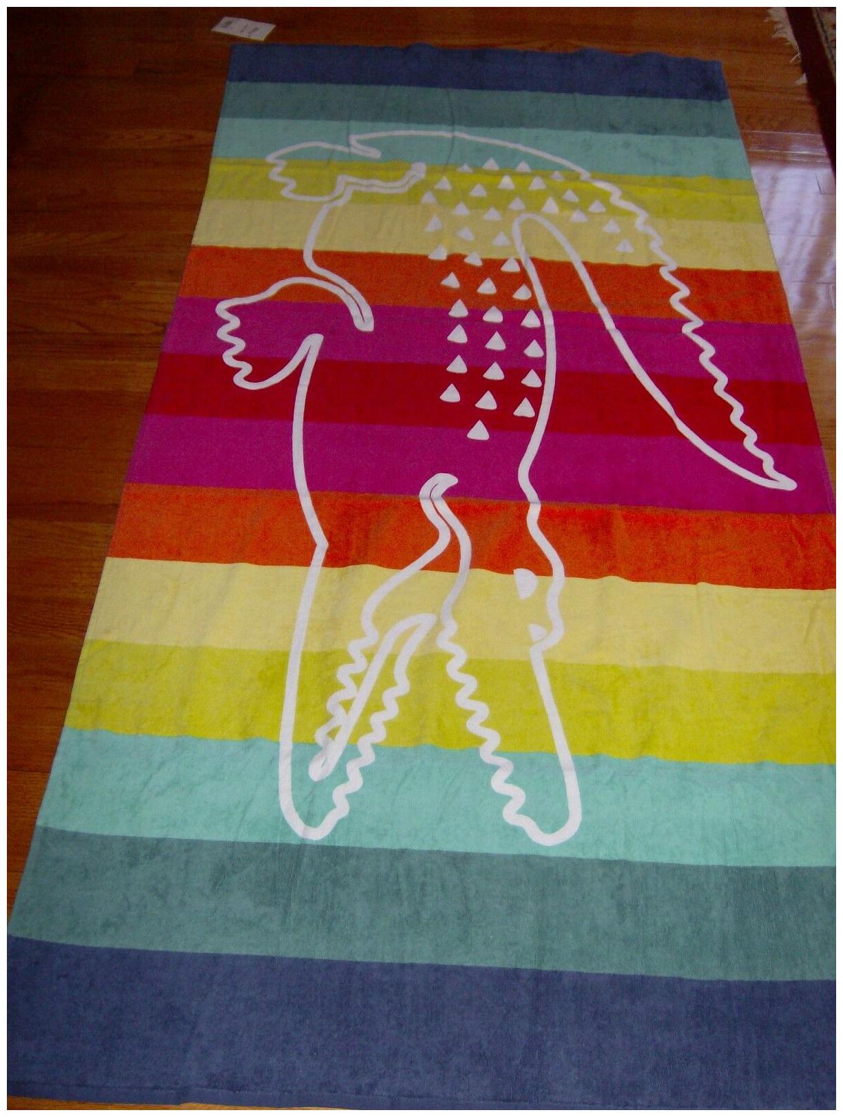 

Lacoste Crocostripe Swim Beach Towel Cotton New Tag Multi 36 x 72 Authentic