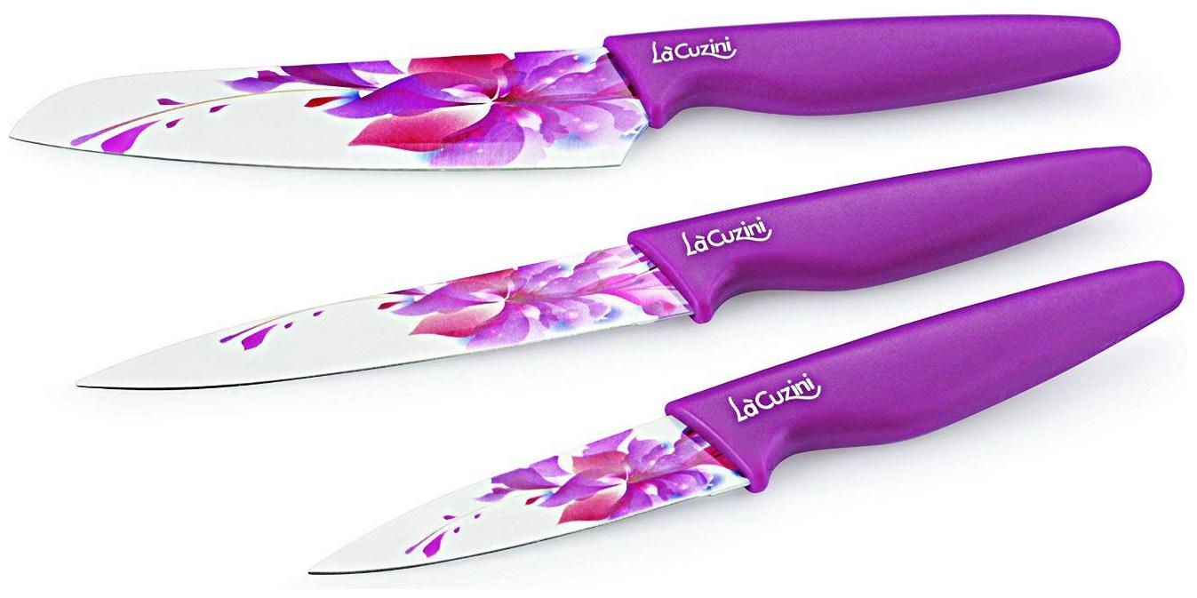 

Lacuzini Stainless steel Purple Knife set ( Set of 3 )
