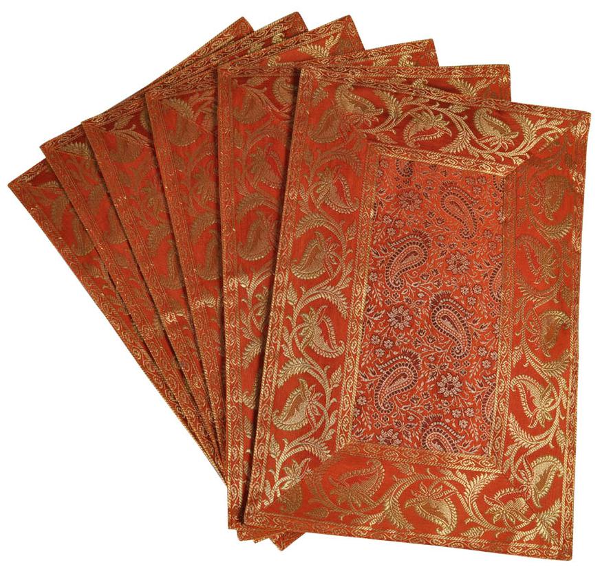 

Lal Haveli Dining Table Mat Set of 6 Silk Placemats Set Dining Table Mate Set 18 X 12 inches